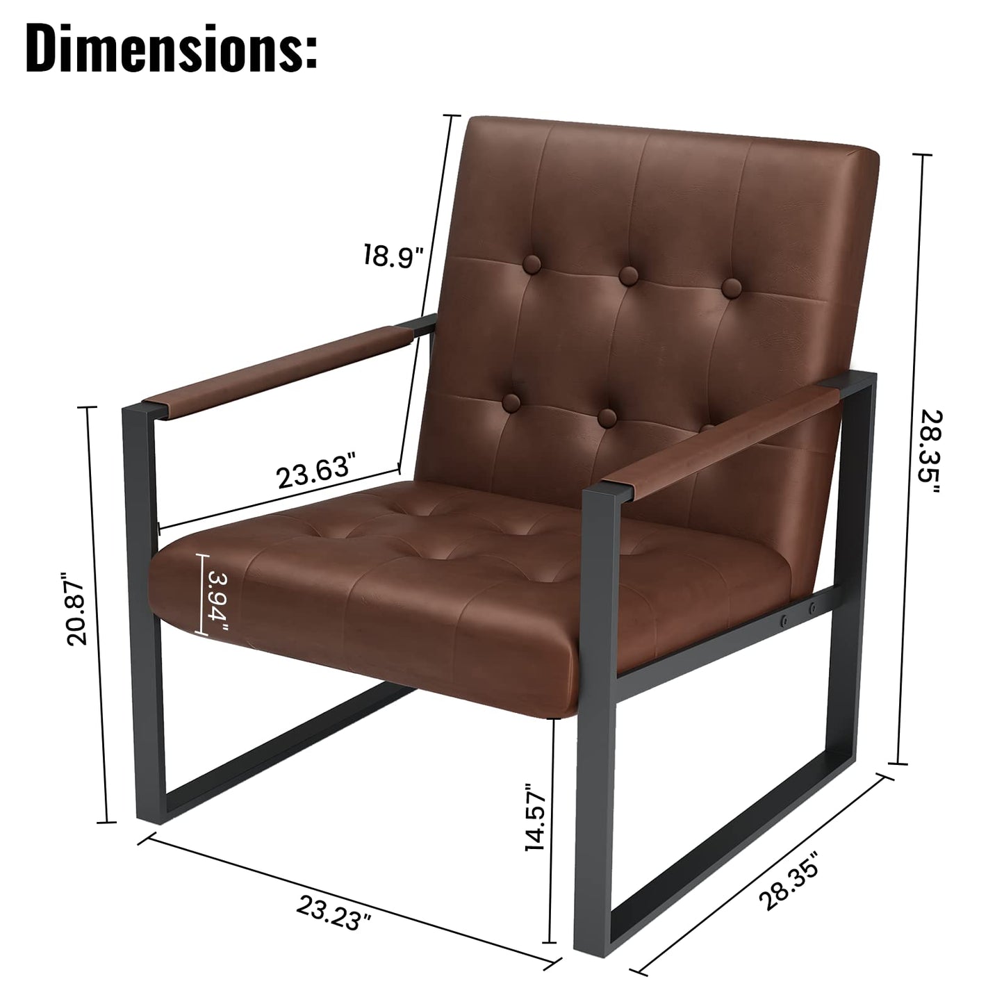 AWQM Mid-Century Armrest Tufted Faux Leather Upholstered Chair