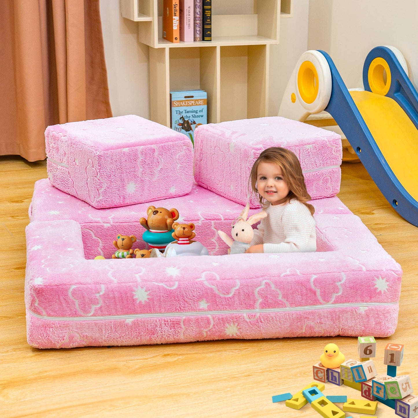 AWQM Foldable modular children's play sofa, glow-in-the-dark children's play sofa