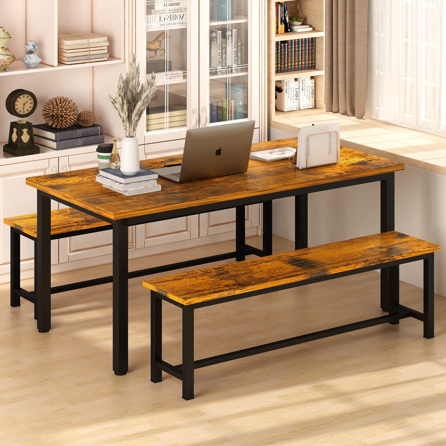 AWQM Industrial Wooden Kitchen Dining Set Dining Table for 2-4 People