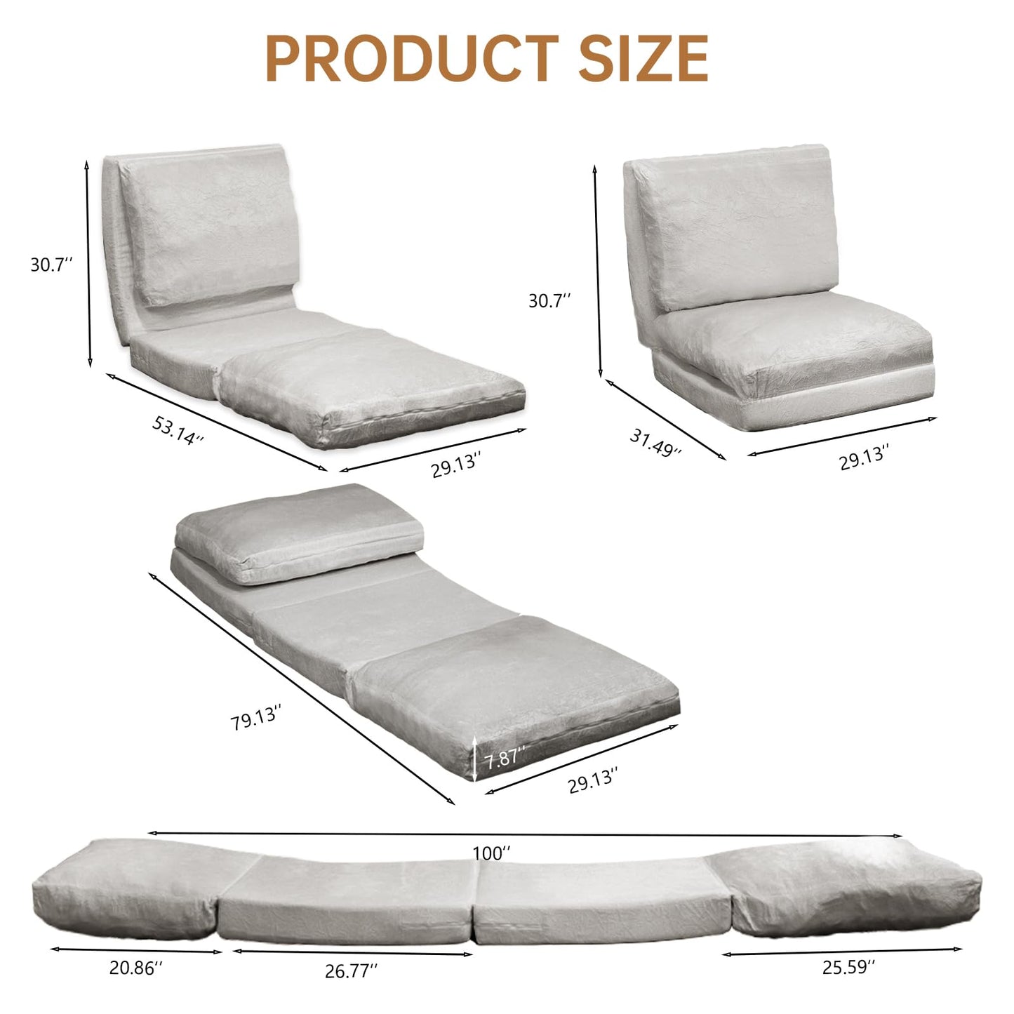 AWQM Bean Bag Bed Folding Sofa Bed, T Shape Folding Mattress