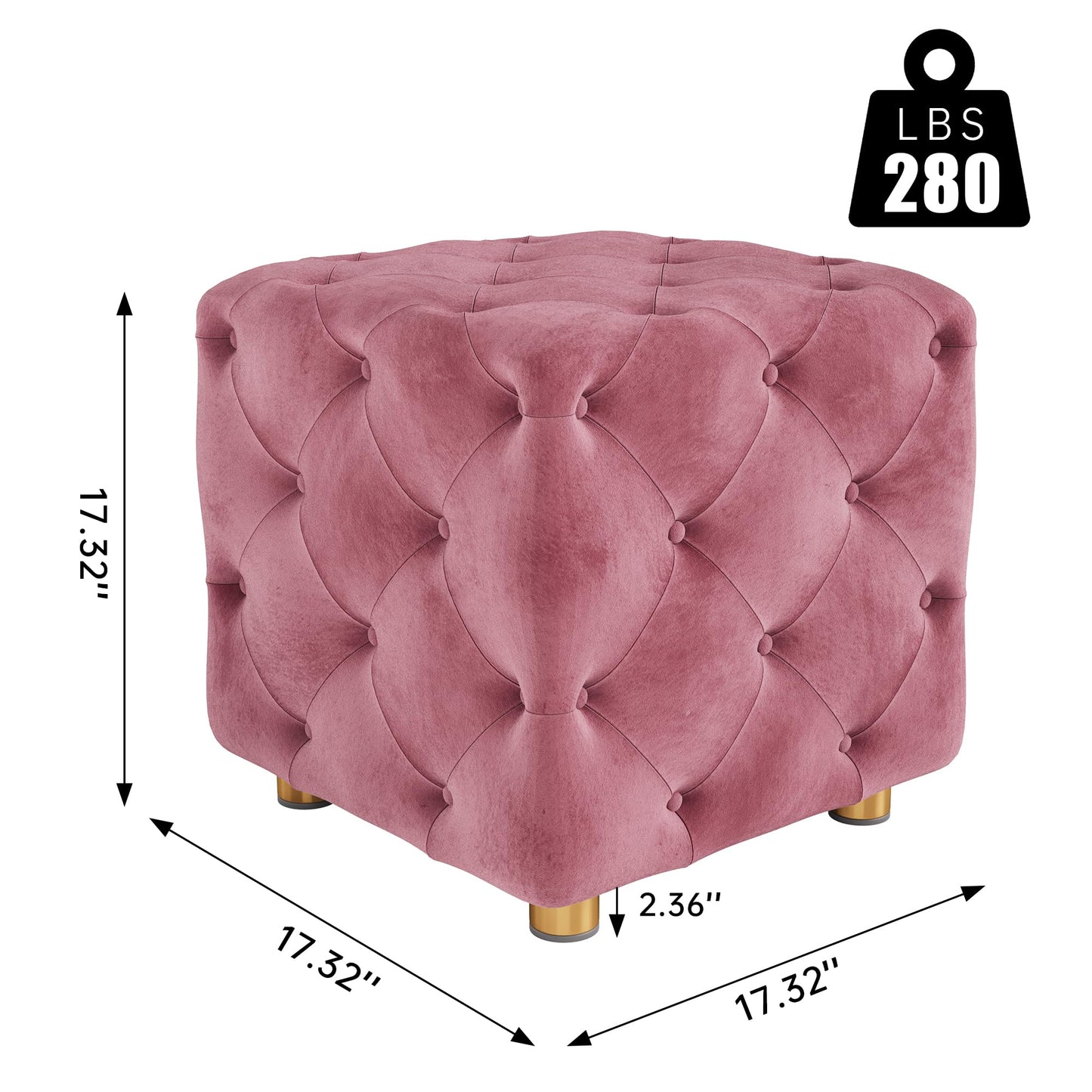 AWQM Small Velvet Ottoman, Modern Versatile Square Footstool with Metal Legs