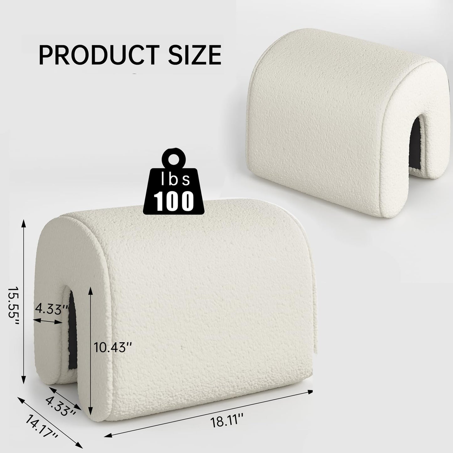 AWQM 2PCS Lambswool Ottoman Small U-shaped Footstool