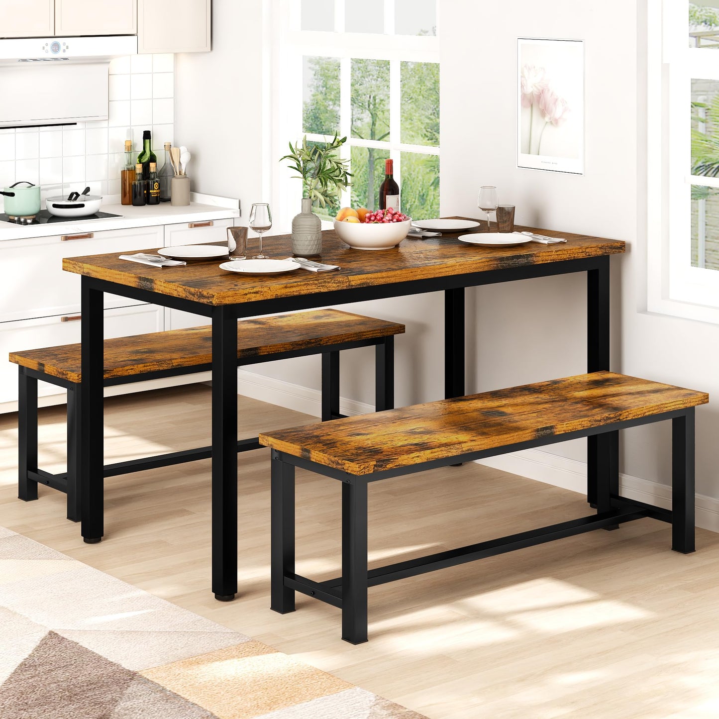 AWQM Kitchen Bench, Pair of 2 Dining Chairs