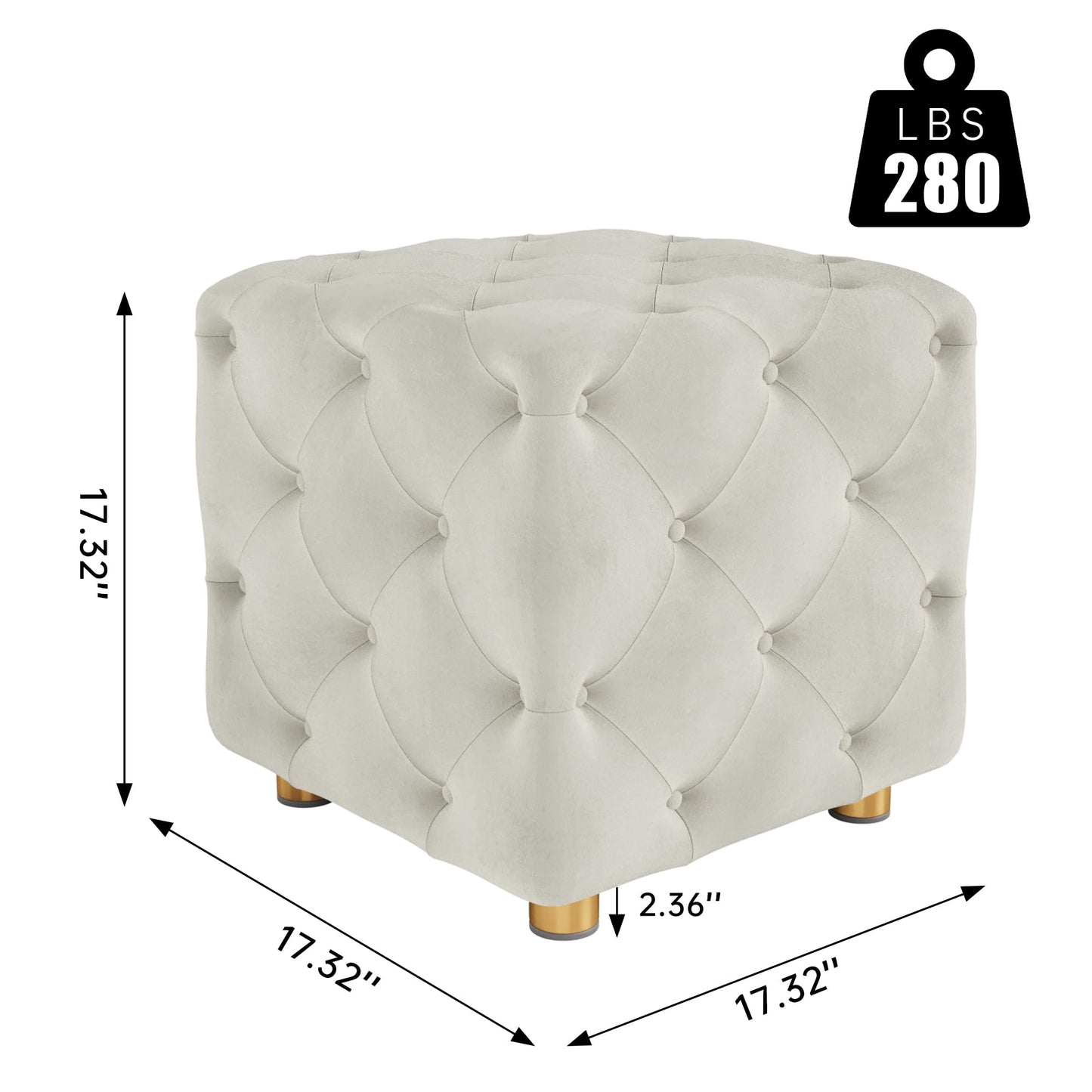 AWQM Small Velvet Ottoman, Modern Versatile Square Footstool with Metal Legs