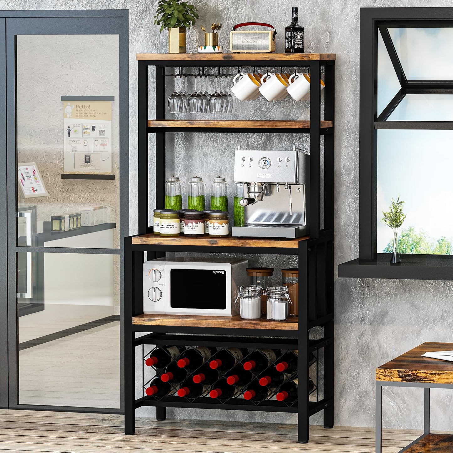 AWQM freestanding floor-to-ceiling wine rack cabinet