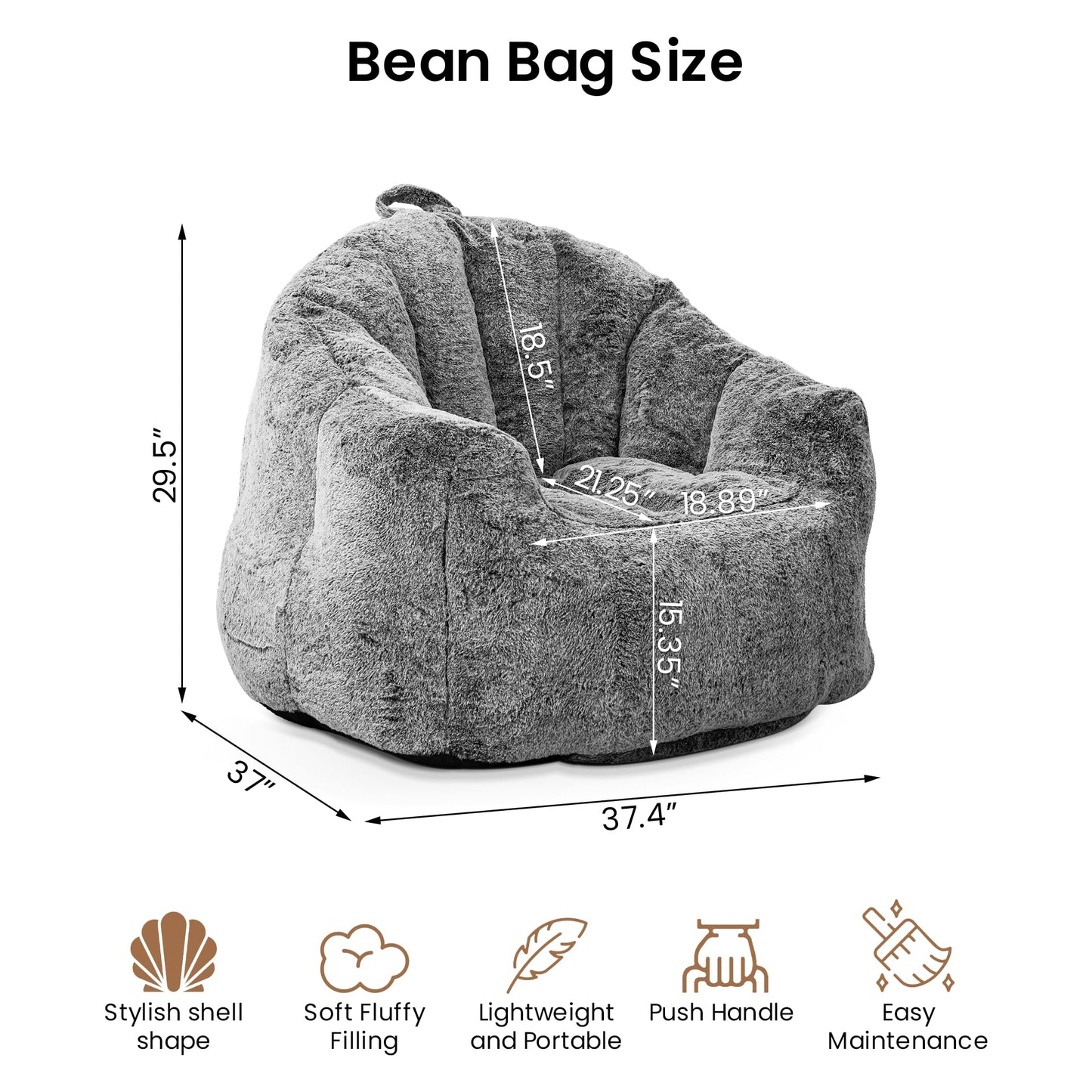 AWQM Giant Bean Bag Chair Stuffed Bean Bag Sofa with Stuffing