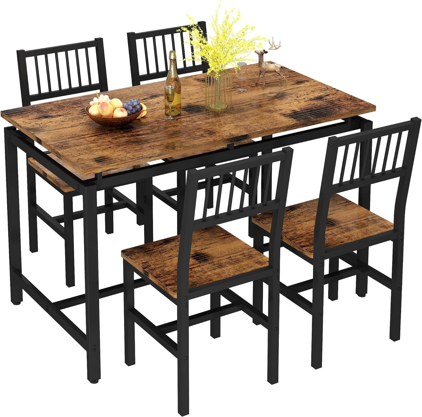 AWQM Industrial Dining Set Kitchen Table and Chairs for 4