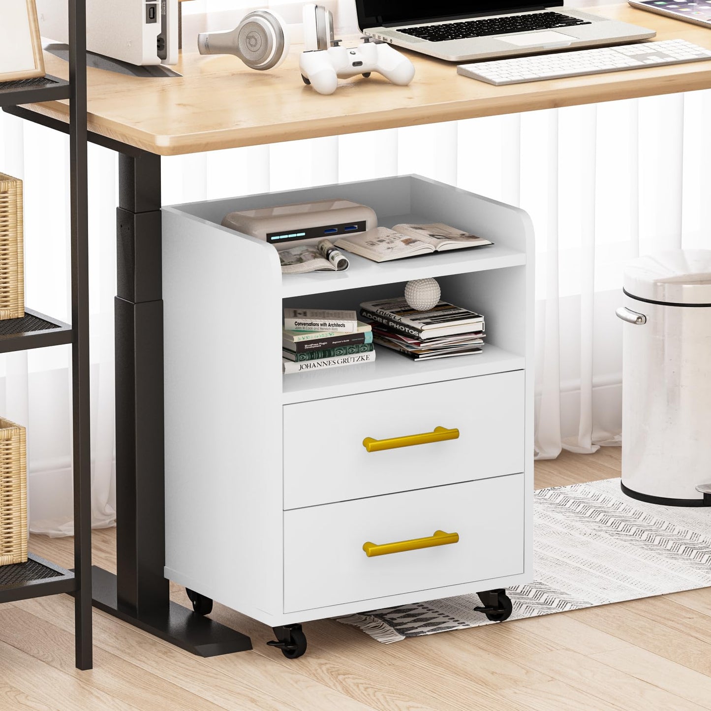 AWQM Drawer Vertical File Cabinet with Open Shelf Office Storage