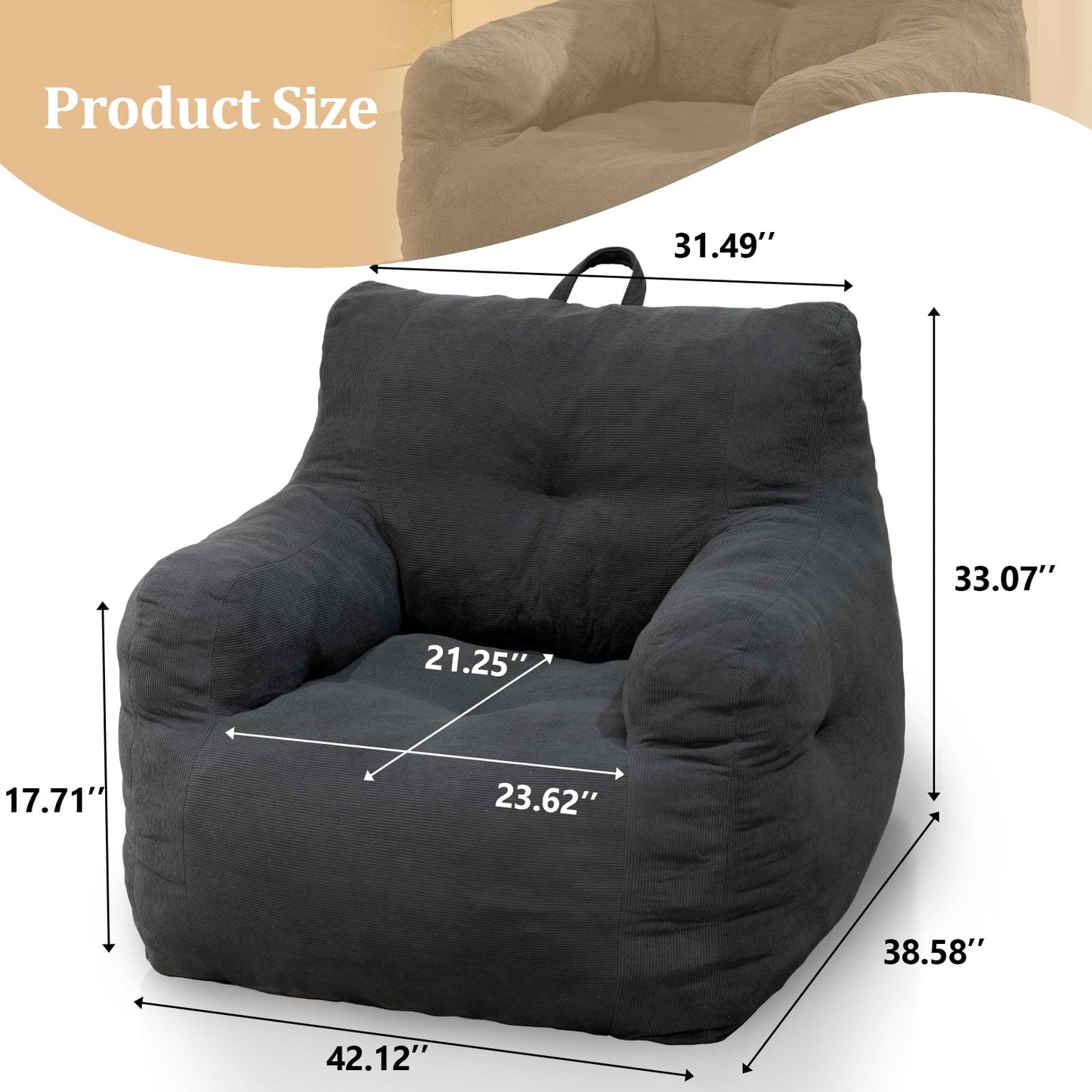 AWQM Bean Bag Chair, Lazy Boy Sofa for Gaming