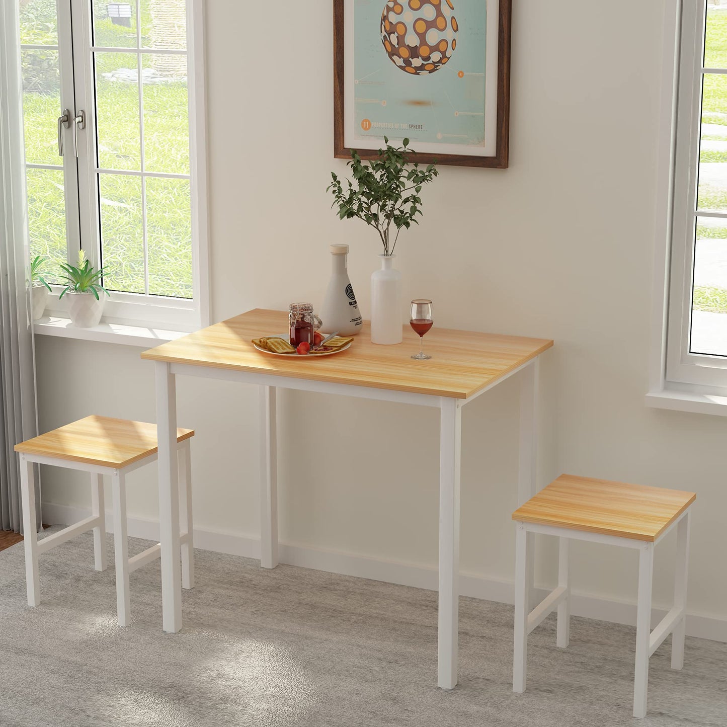 AWQM Industrial Small Dining Table, Dining Table for 2