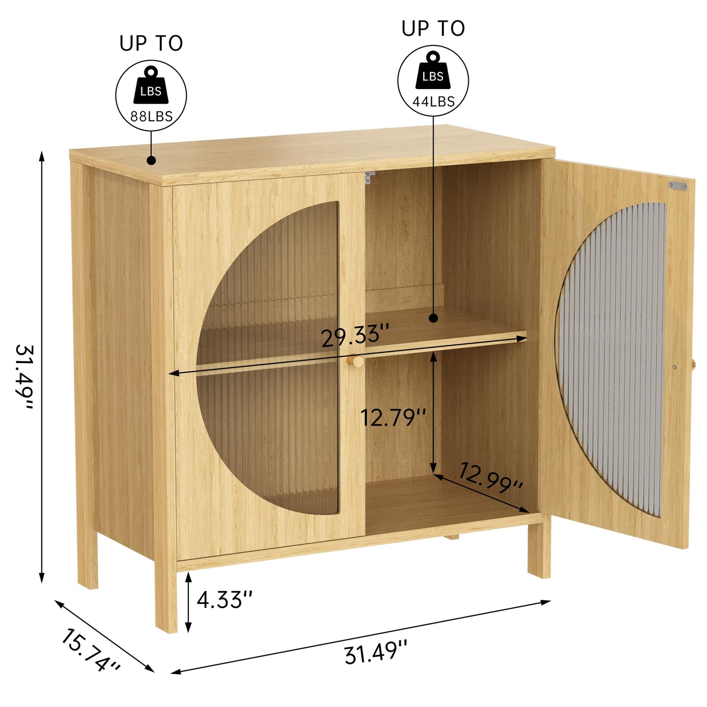 AWQM Decorative Storage Cabinet with Glass Doors