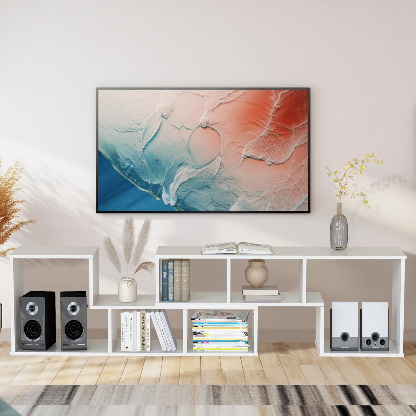 AWQM TV cabinet base frame, 2 piece cube bookshelf freestanding tv cabinet base frame