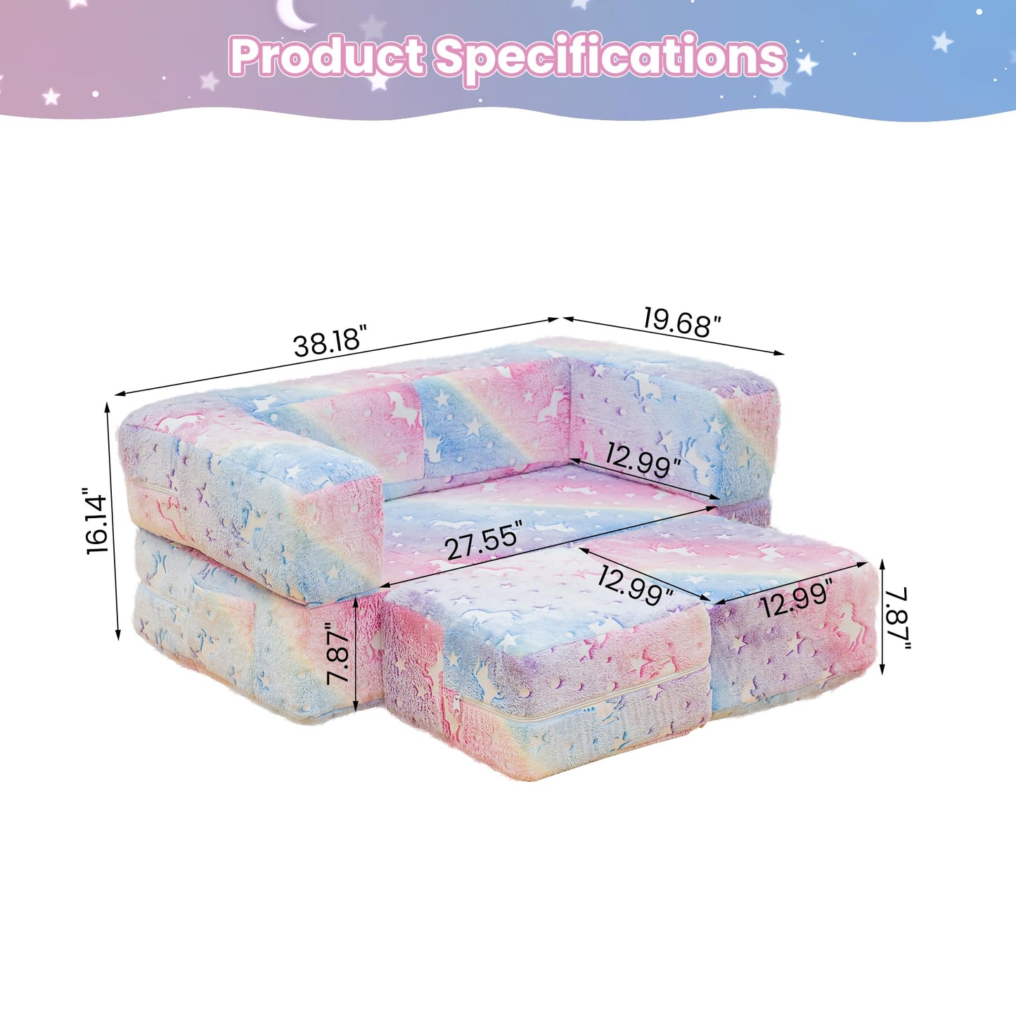 AWQM Foldable modular children's play sofa, glow-in-the-dark children's play sofa