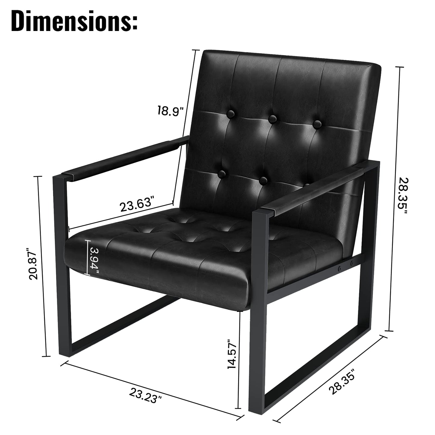 AWQM Mid-Century Armrest Tufted Faux Leather Upholstered Chair