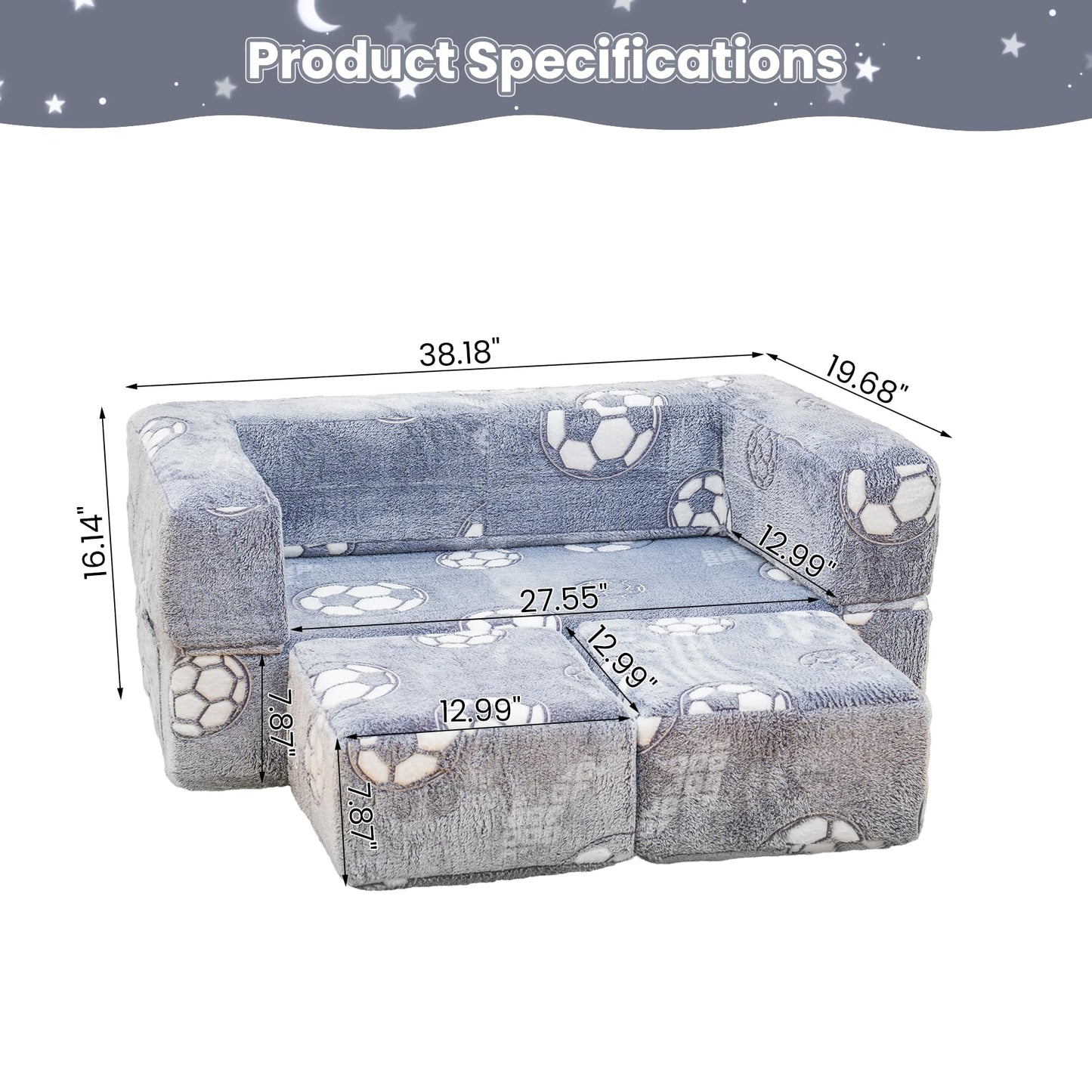 AWQM Foldable modular children's play sofa, glow-in-the-dark children's play sofa