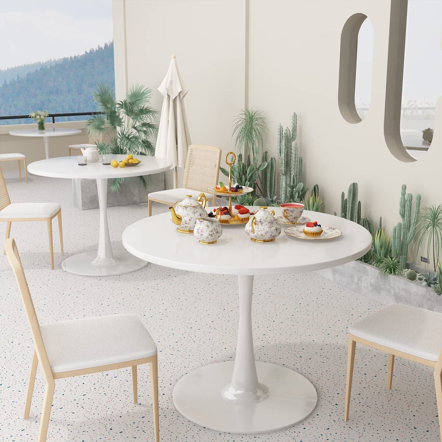 AWQM Round Dining Table, 31.5-Inch, Kitchen Table for 2-4 People