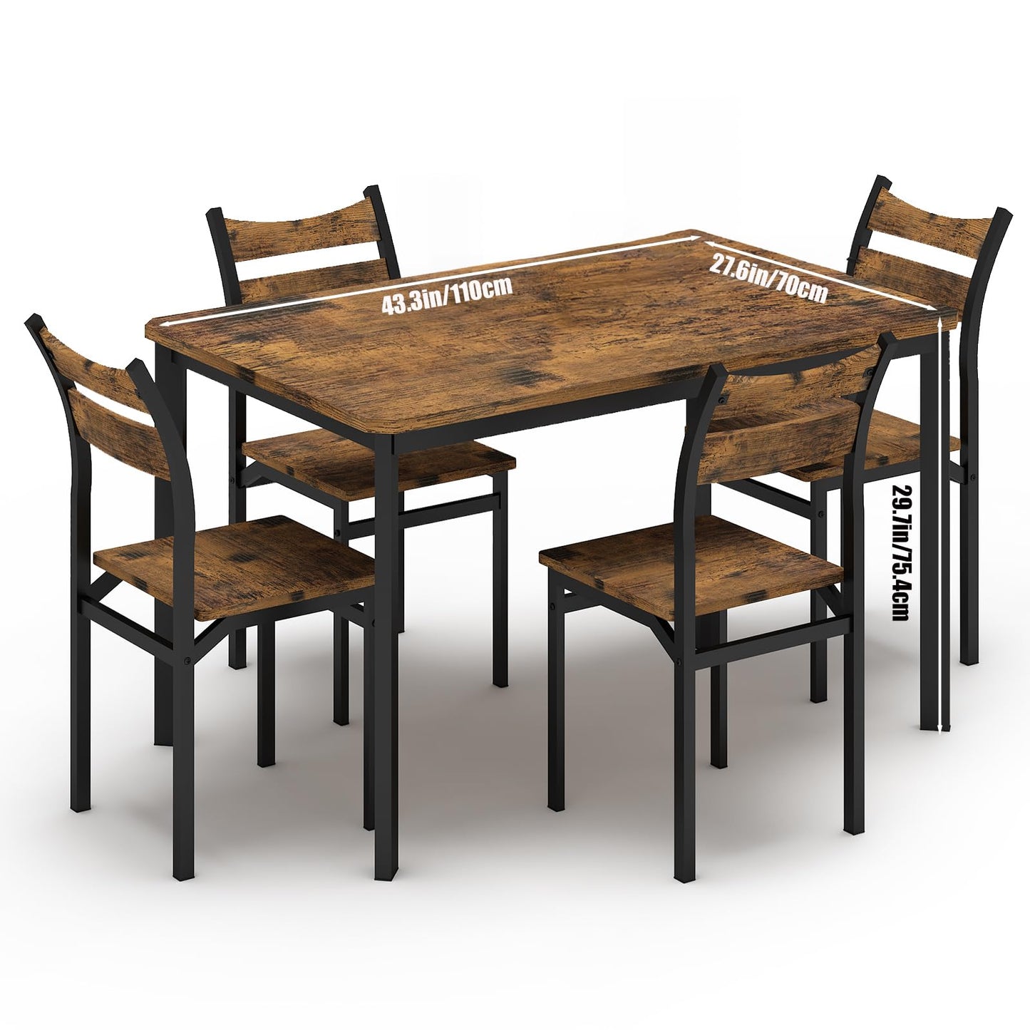 AWQM Antique Metal Framed Table and Chairs Set 4 Dining Table