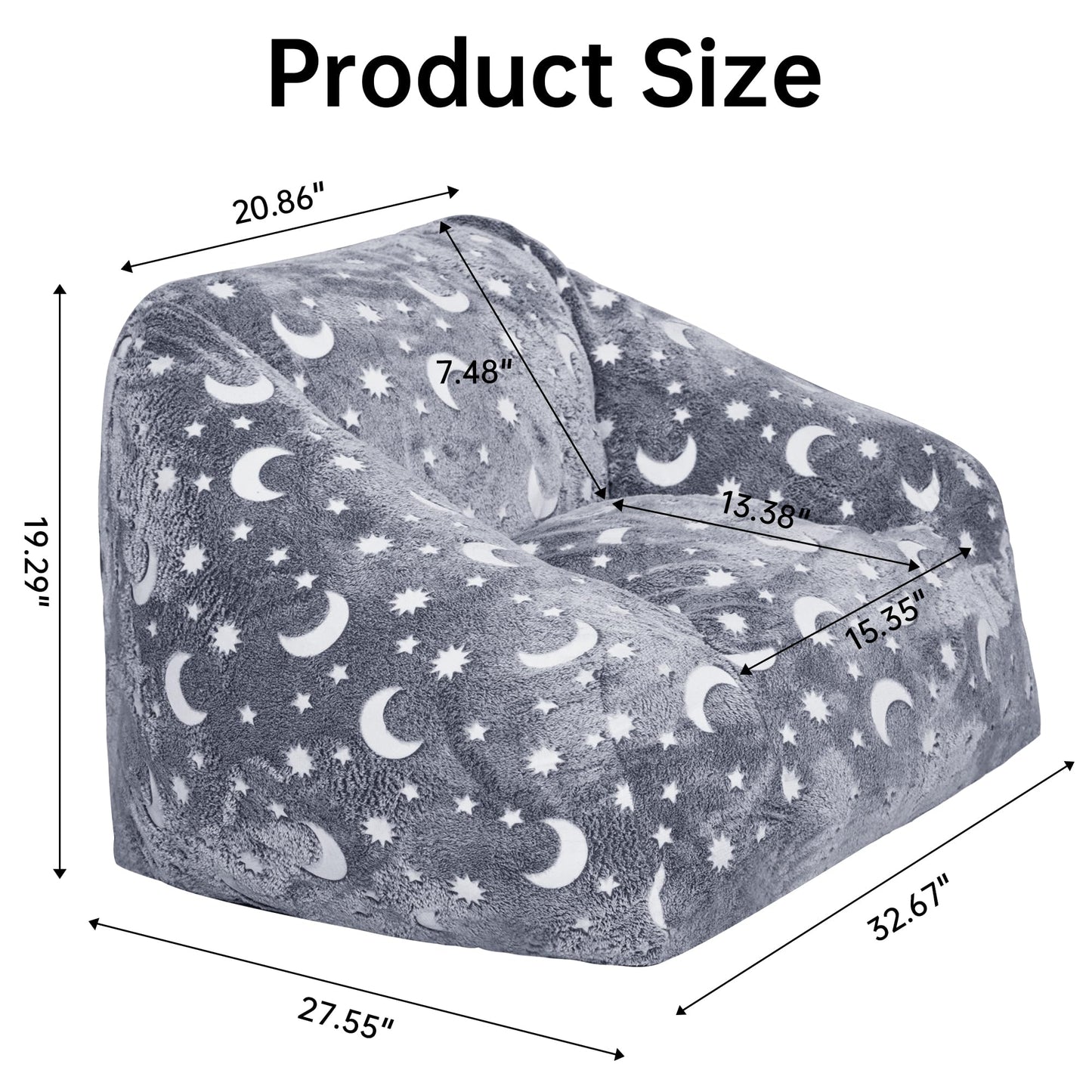 AWQM Children's Bean Bag Chair, Modern Moon Bean Bag Sofa with Foam Padding