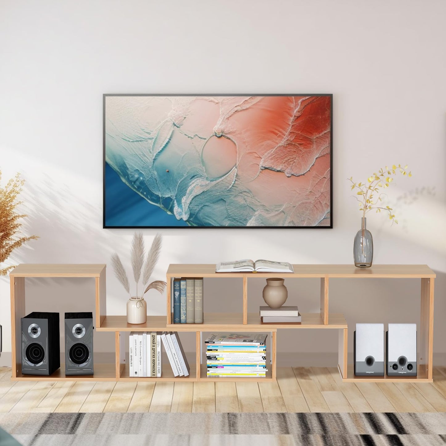 AWQM TV cabinet base frame, 2 piece cube bookshelf freestanding tv cabinet base frame