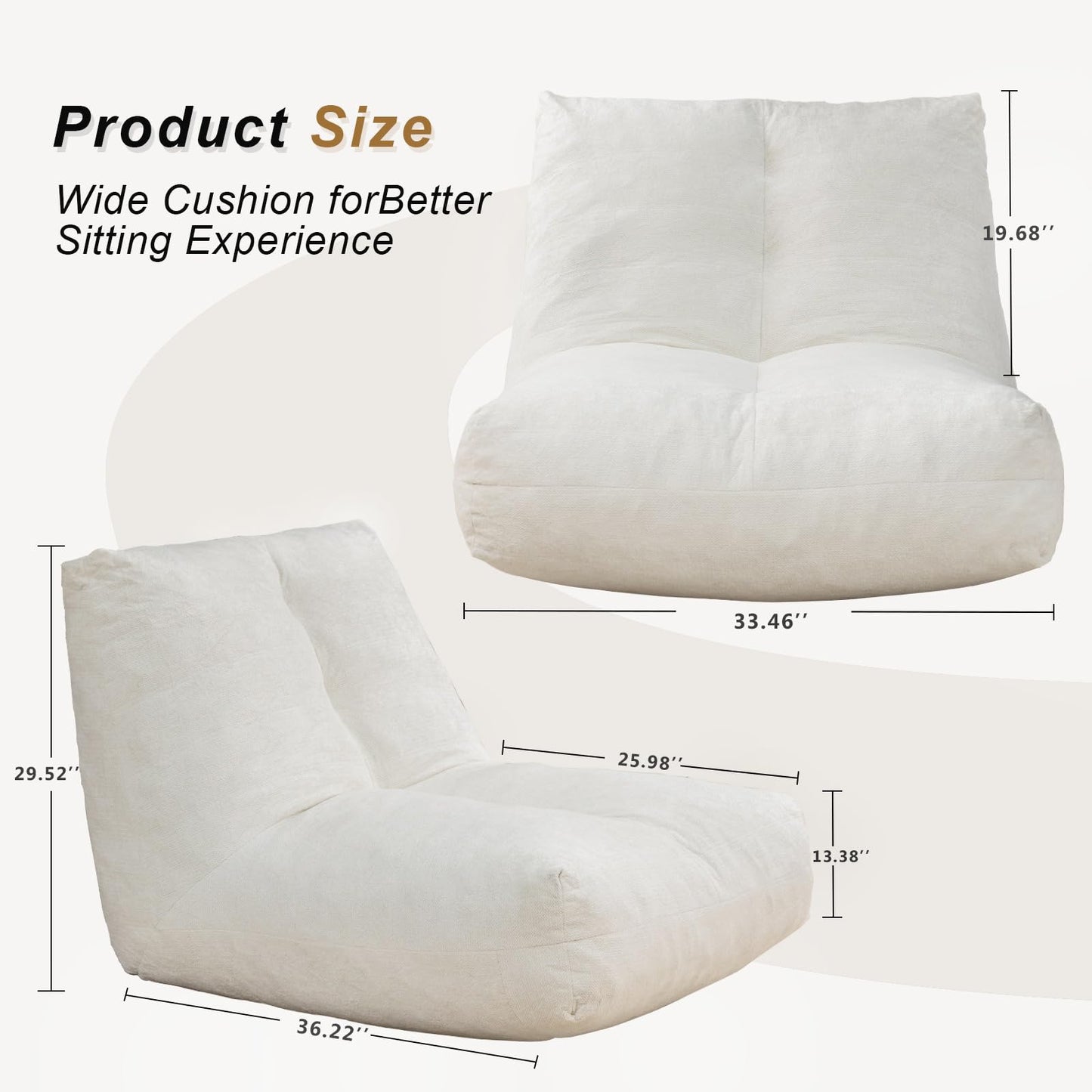 AWQM Adult bean bag chair with ergonomic support reading floor sofa chair.