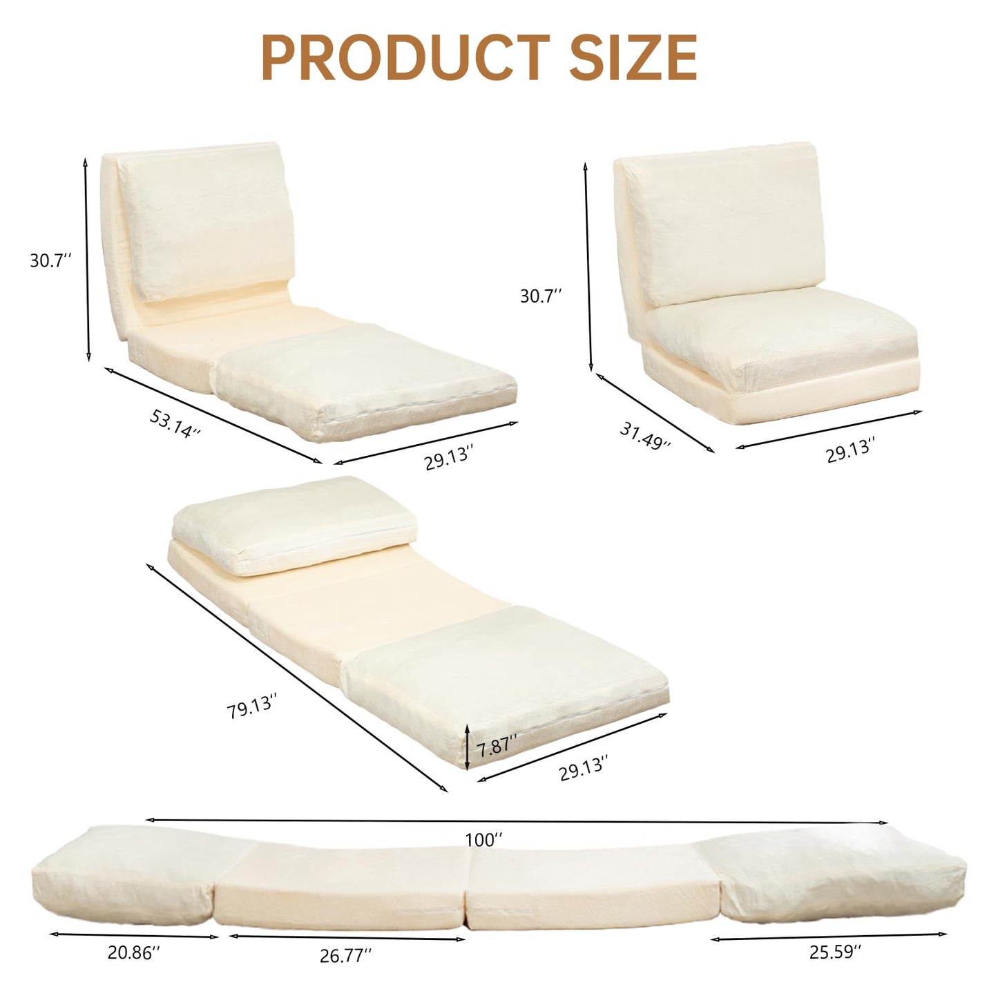 AWQM Bean Bag Bed Folding Sofa Bed, T Shape Folding Mattress