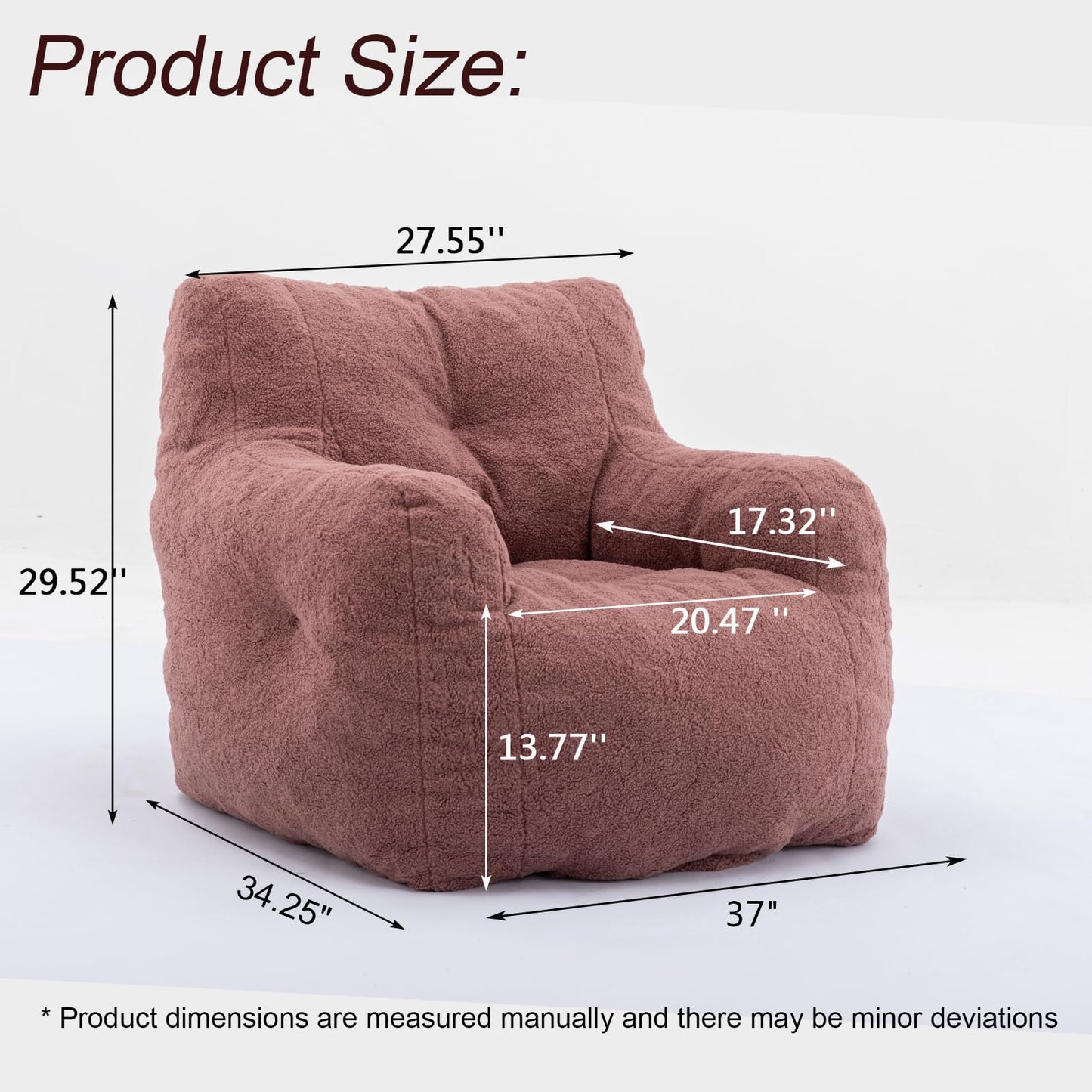 AWQM Fluffy Lazyboy Bean Bag Chair Padded Tufted Upholstered Bean Bag Chair
