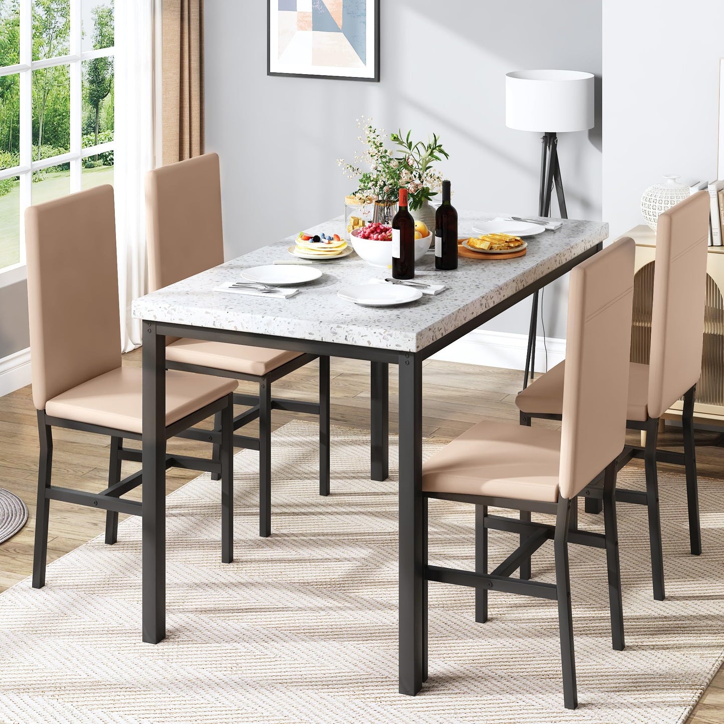 AWQM faux marble dining table and chairs