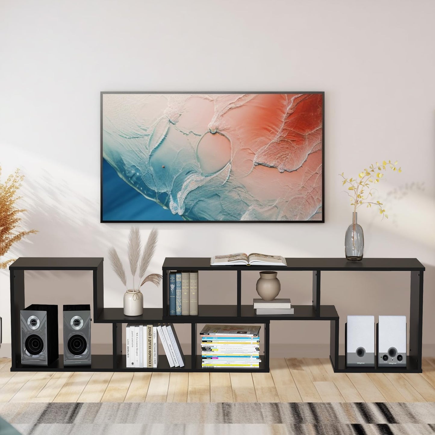 AWQM TV cabinet base frame, 2 piece cube bookshelf freestanding tv cabinet base frame