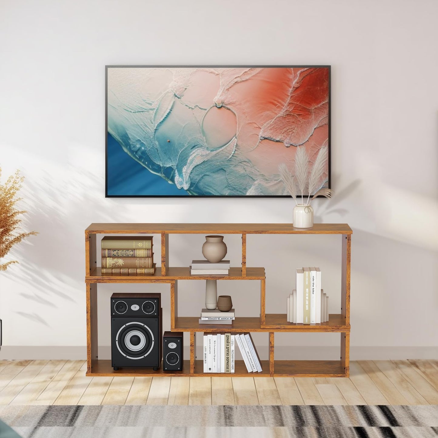 AWQM TV cabinet base frame, 2 piece cube bookshelf freestanding tv cabinet base frame