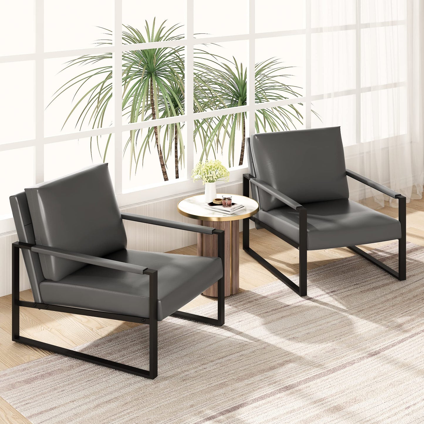 AWQM Leather Sofa Chair Thickened Upholstered Backrest Single Sofa Chair