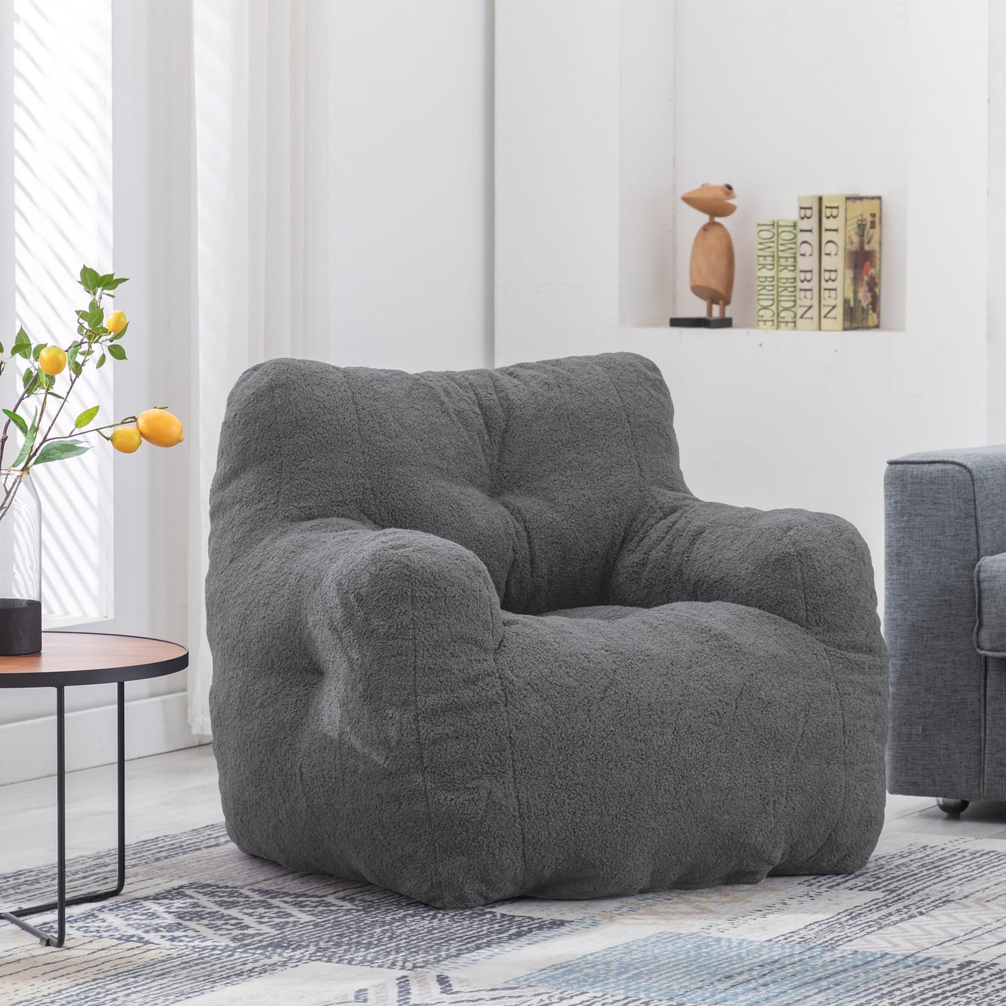 AWQM Bean Bag Chair, Tufted Soft Padded Bean Bag Chair, Lazy Susans