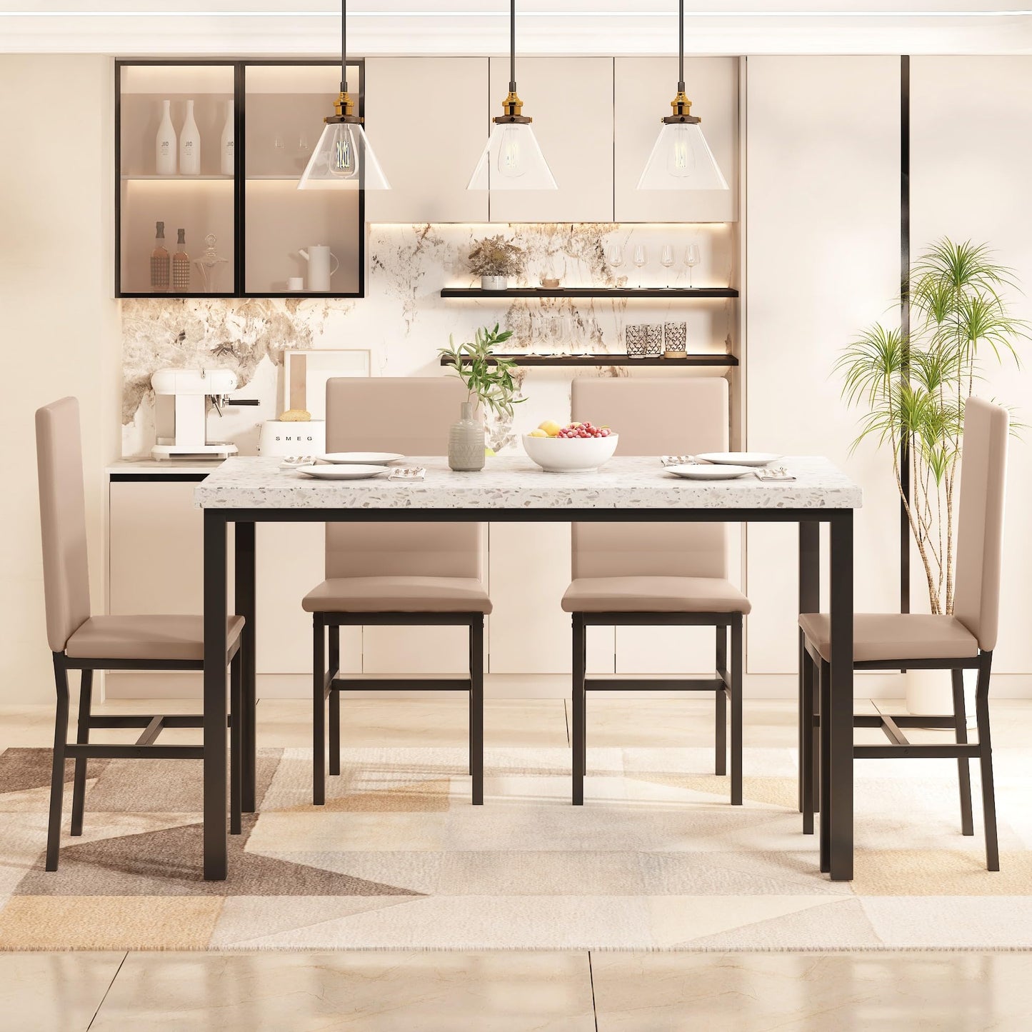 AWQM faux marble dining table and chairs