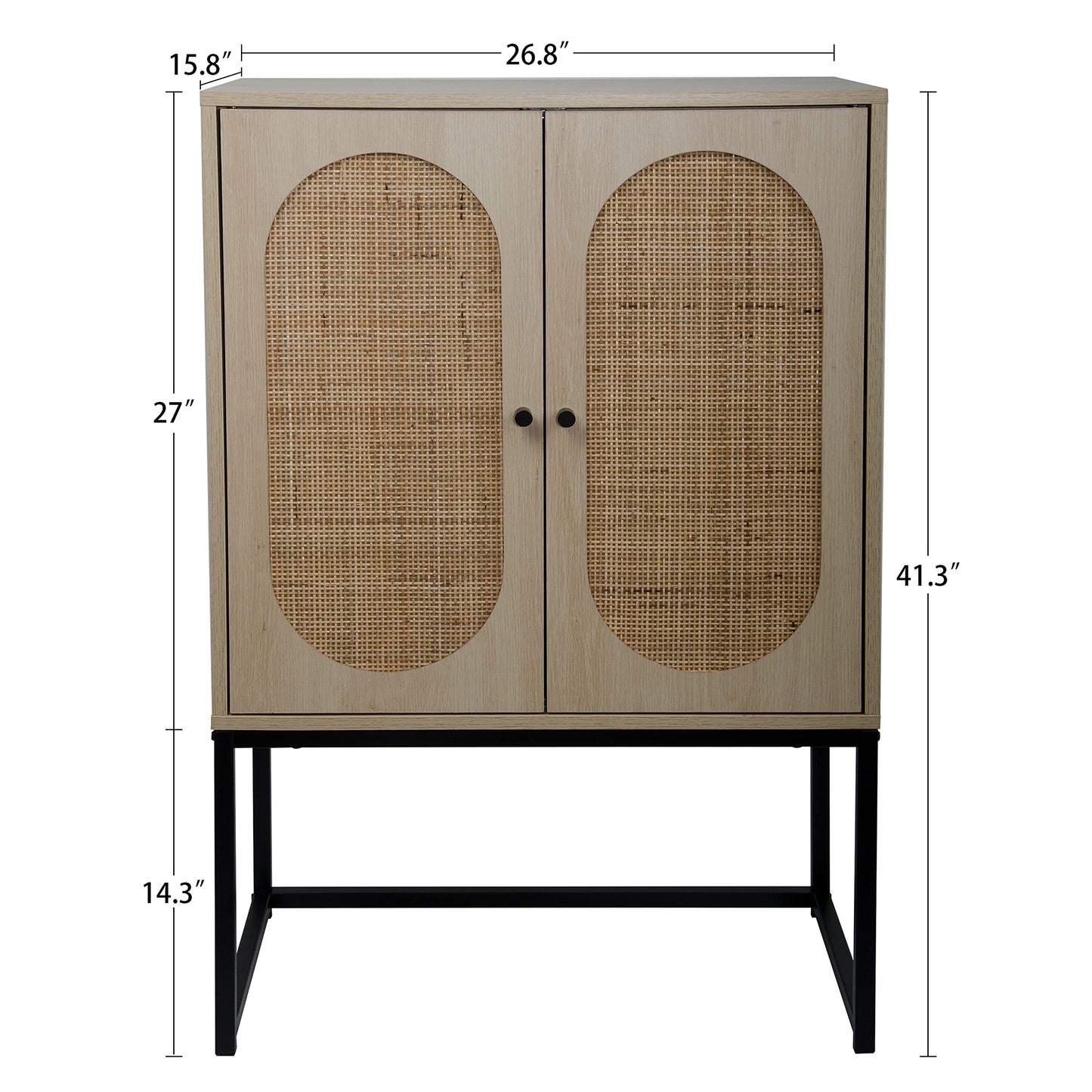 AWQM Rattan Sideboard Buffet Cabinet 2-Piece Set with Door Storage