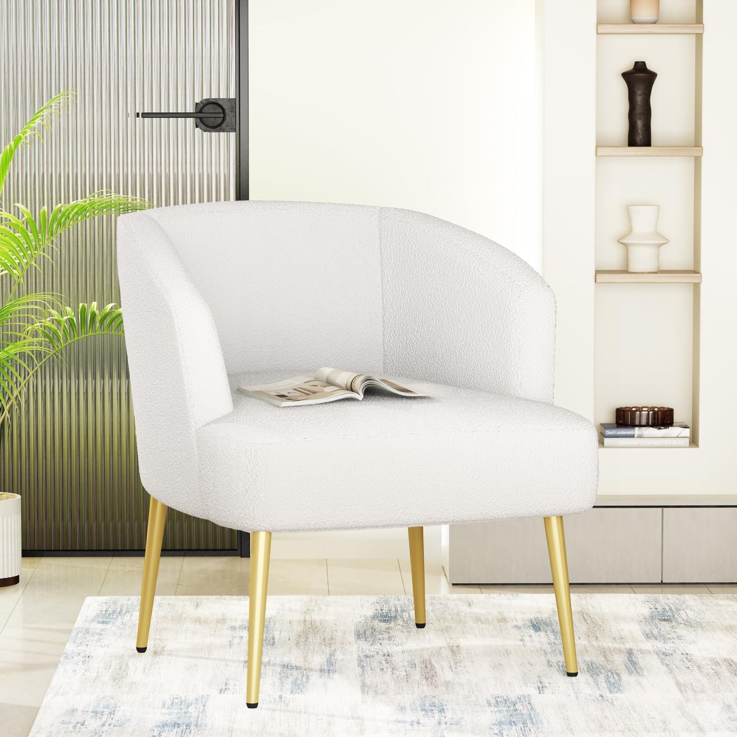 AWQM Sofa Chair with Armrests and Gold Legs