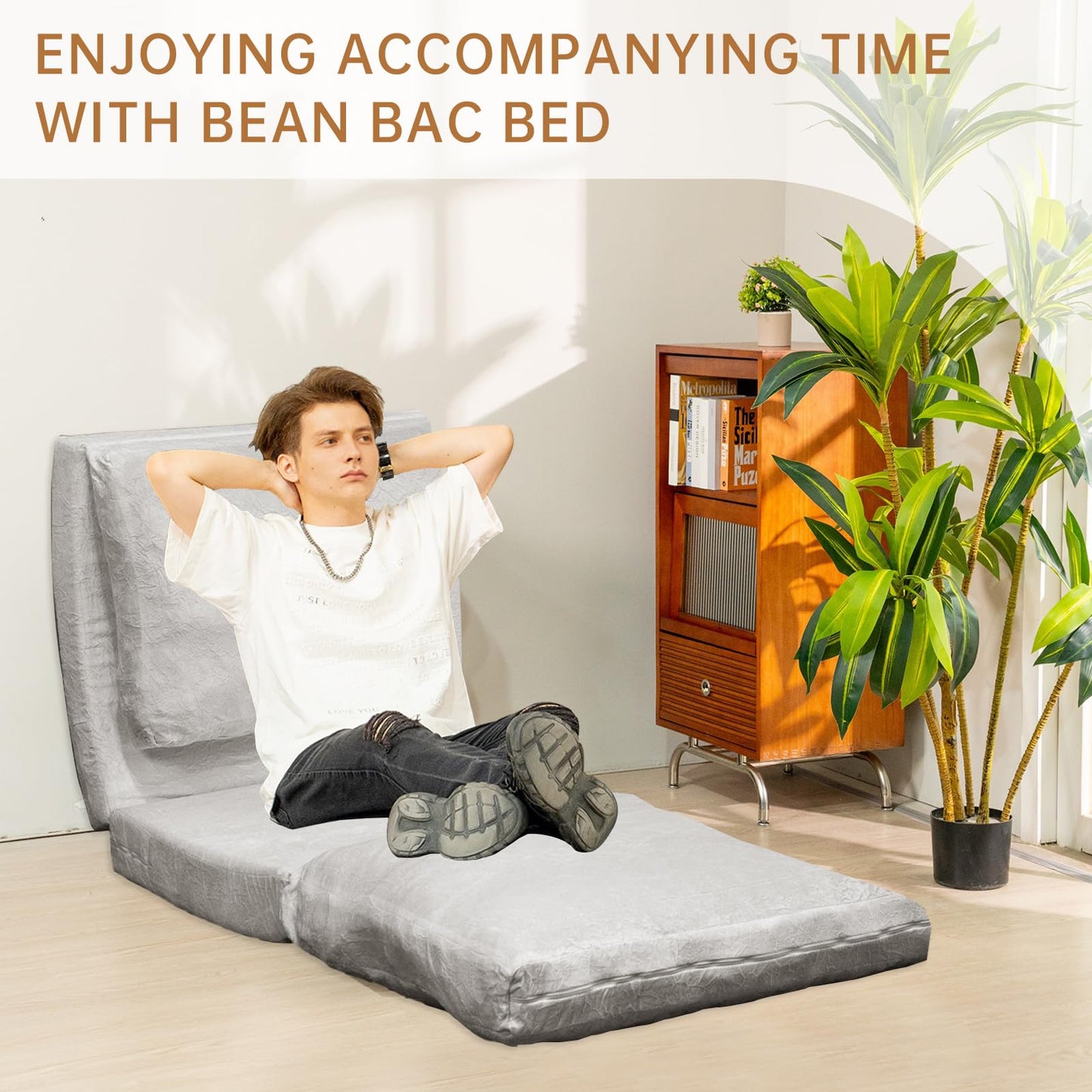 AWQM Bean Bag Bed Folding Sofa Bed, T Shape Folding Mattress