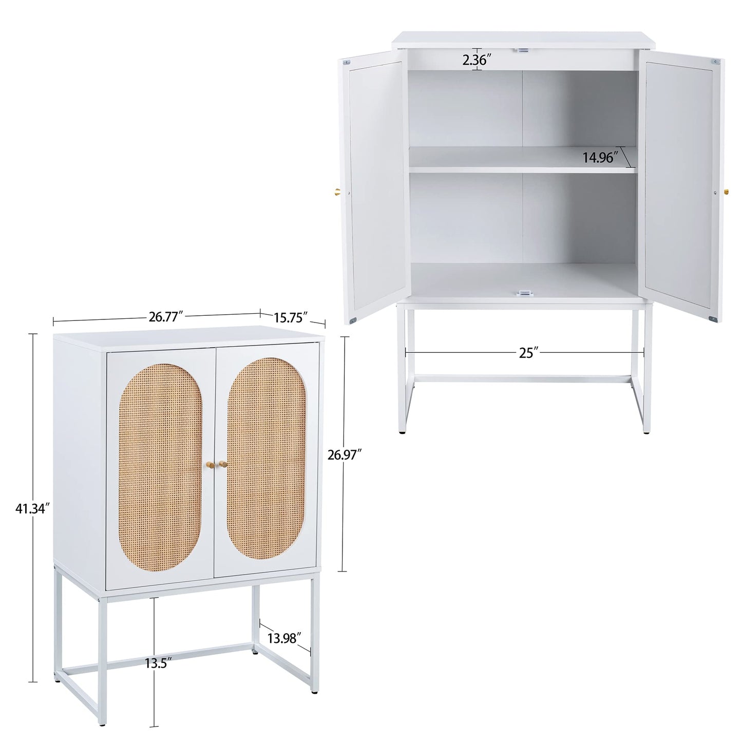AWQM Rattan Sideboard Buffet Cabinet 2-Piece Set with Door Storage