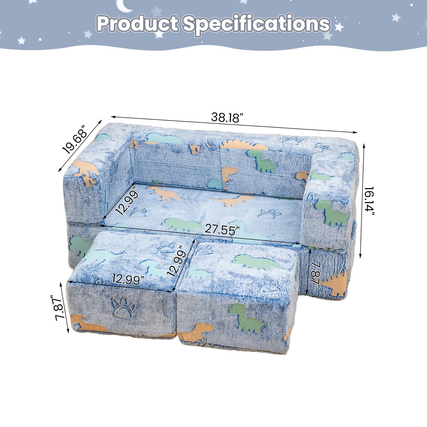 AWQM Foldable modular children's play sofa, glow-in-the-dark children's play sofa