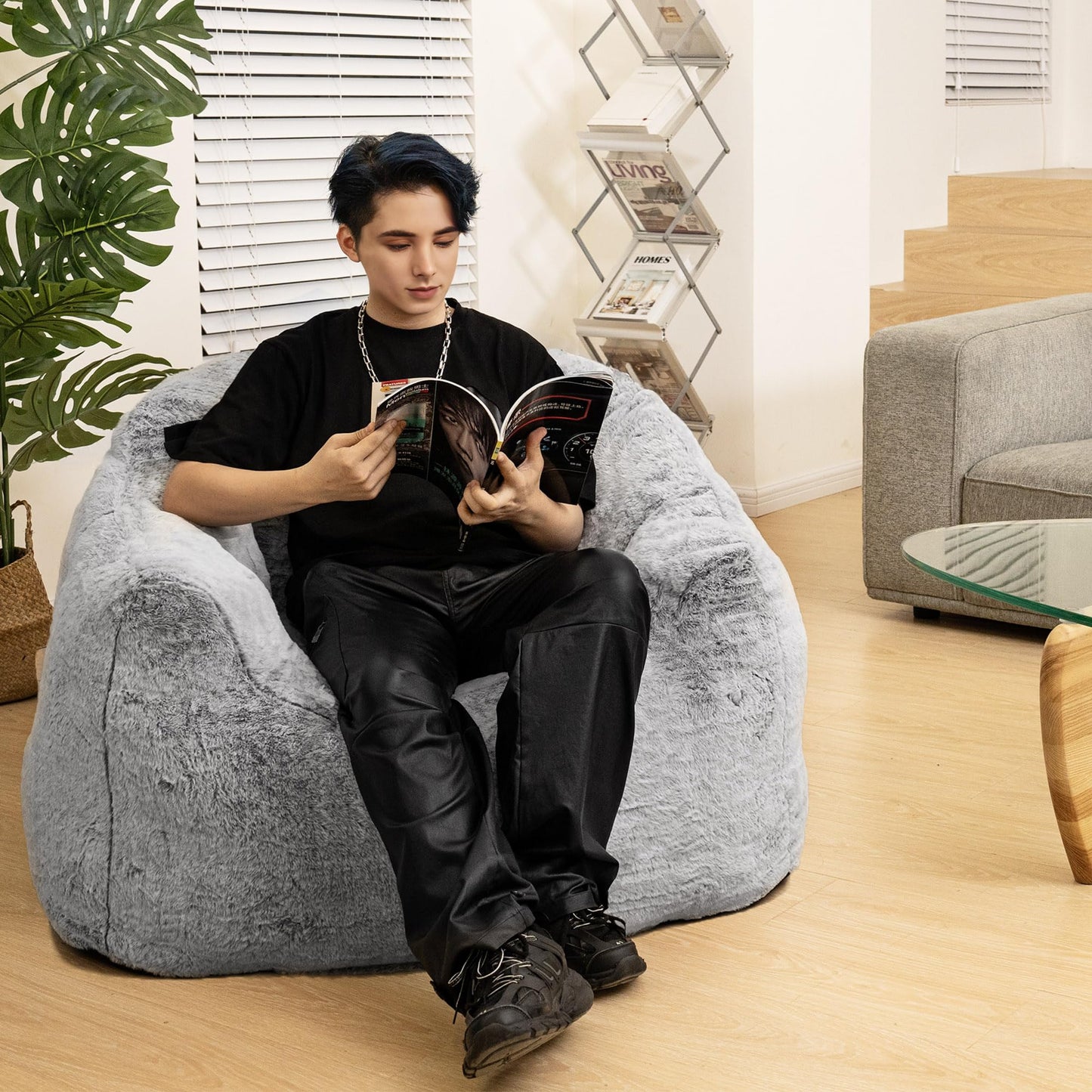 AWQM Giant Bean Bag Chair Stuffed Bean Bag Sofa with Stuffing