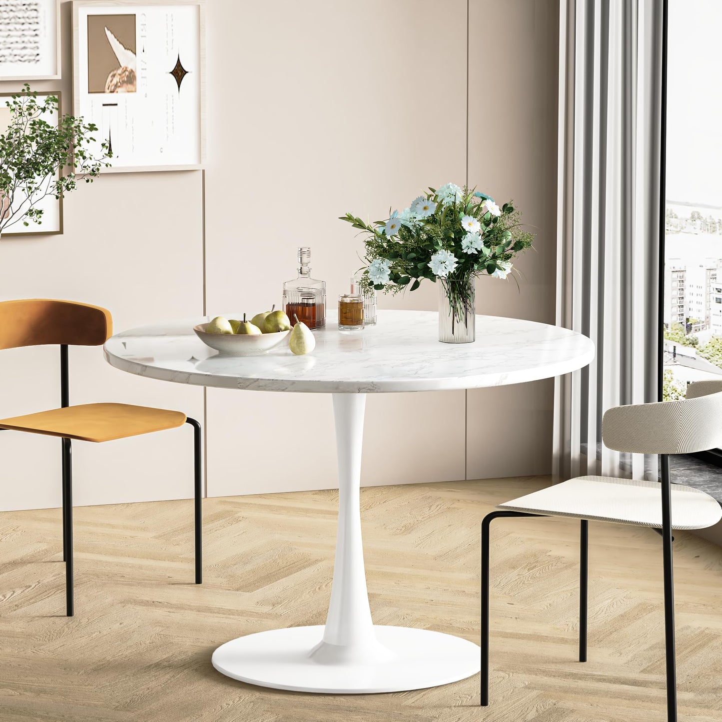 AWQM Round Dining Table, 31.5-Inch, Kitchen Table for 2-4 People