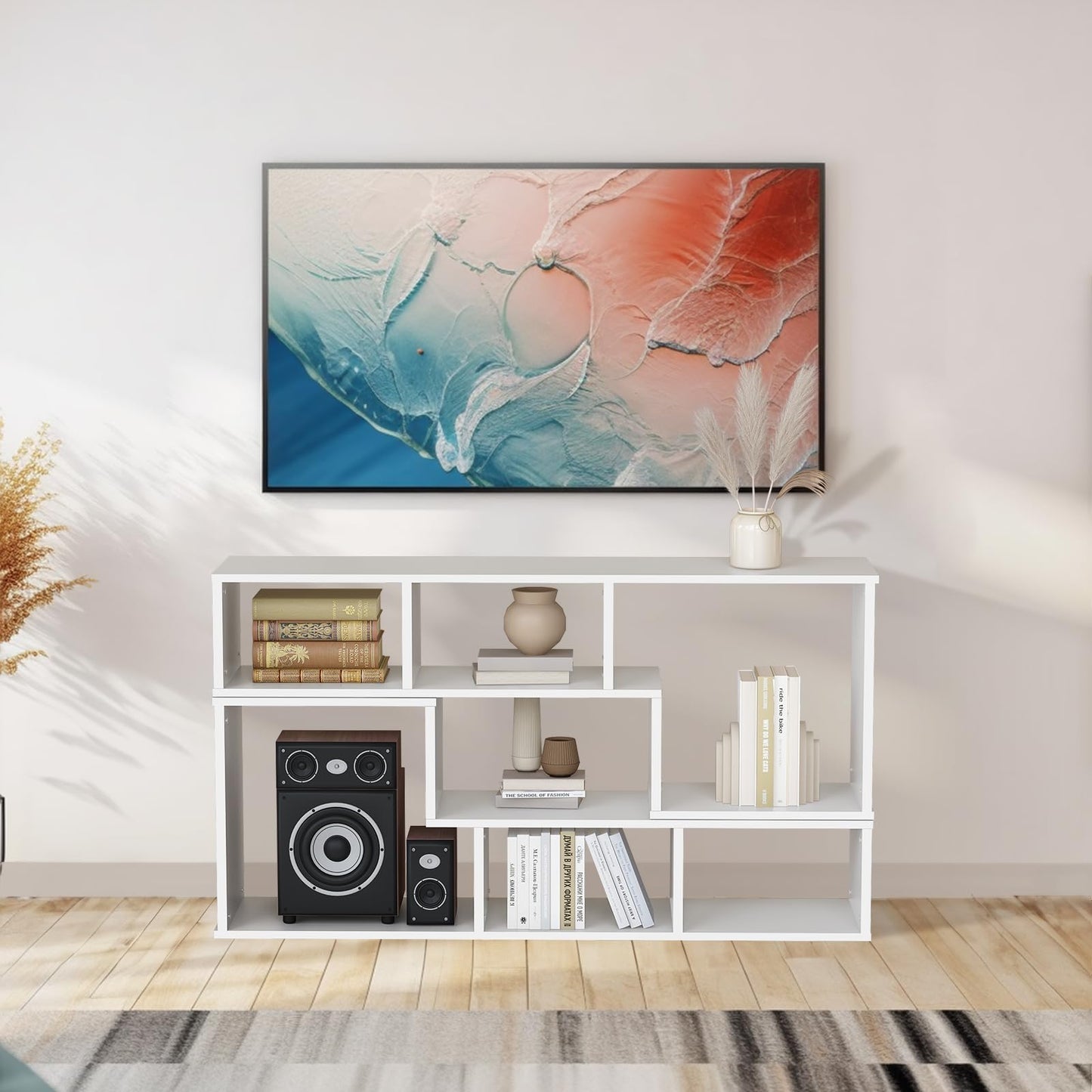 AWQM TV cabinet base frame, 2 piece cube bookshelf freestanding tv cabinet base frame