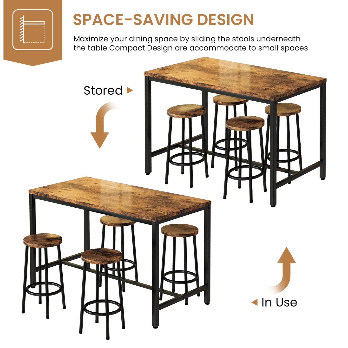 AWQM 4 Person Dining Table Set, Modern Kitchen Industrial Dining Table and Chairs