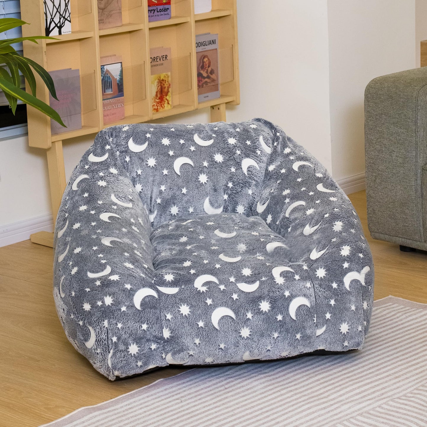 AWQM Children's Bean Bag Chair, Modern Moon Bean Bag Sofa with Foam Padding