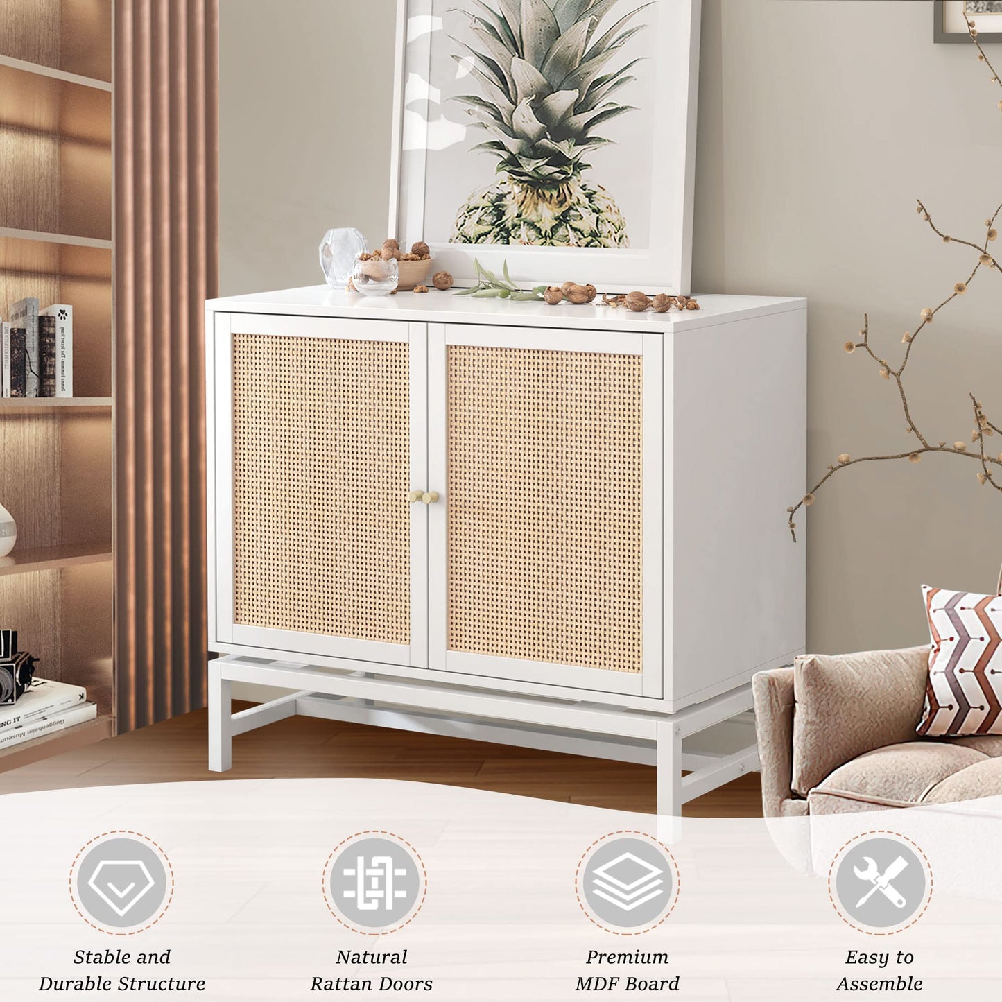 AWQM A rattan storage base cabinet, bathroom cabinet