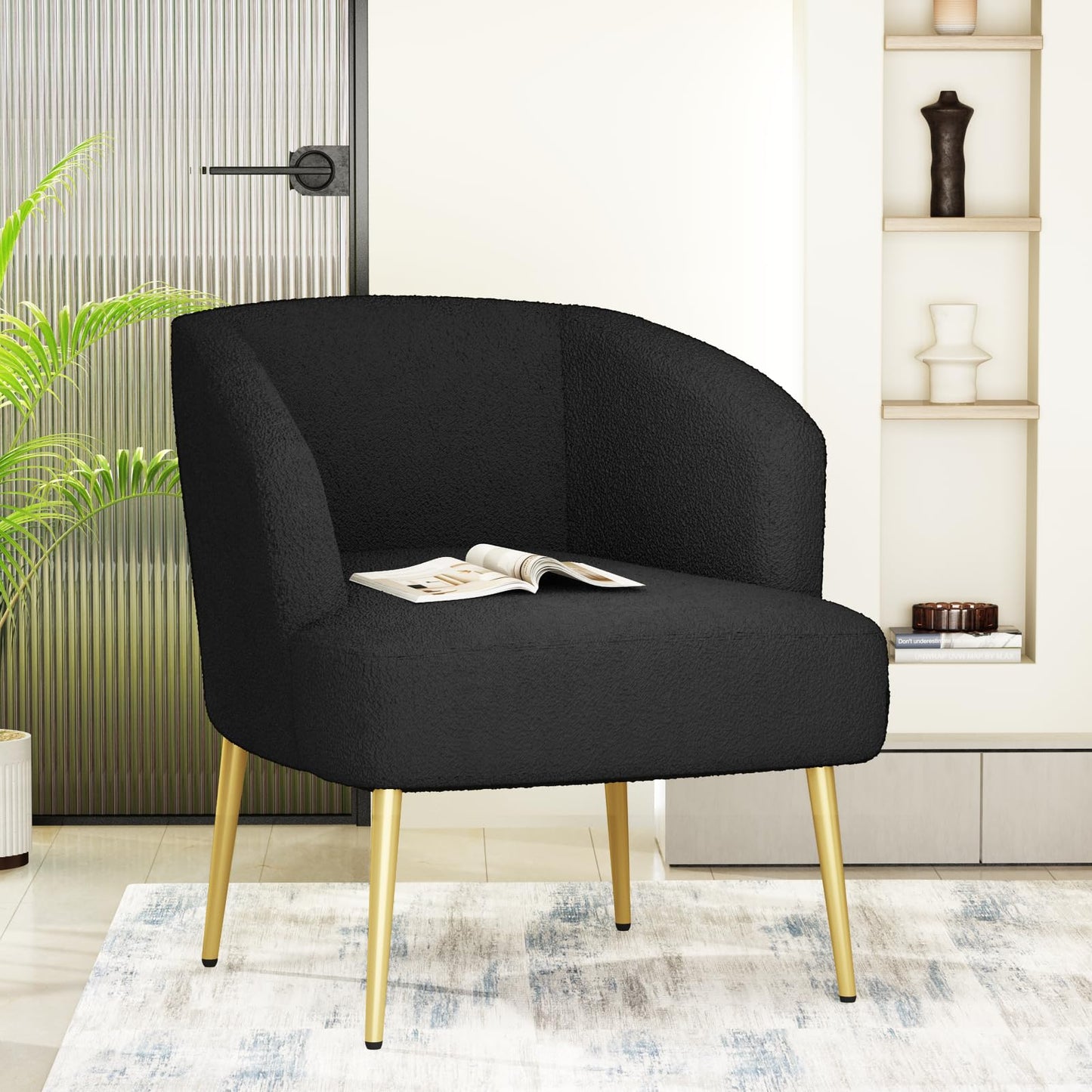 AWQM Sofa Chair with Armrests and Gold Legs