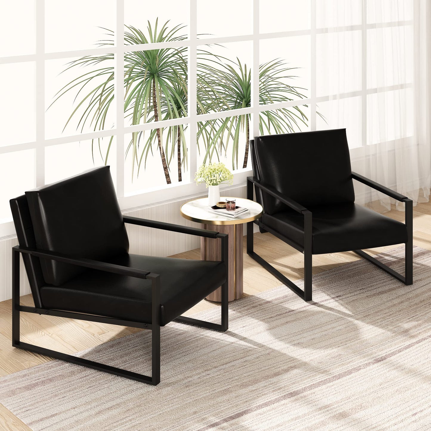 AWQM Leather Sofa Chair Thickened Upholstered Backrest Single Sofa Chair
