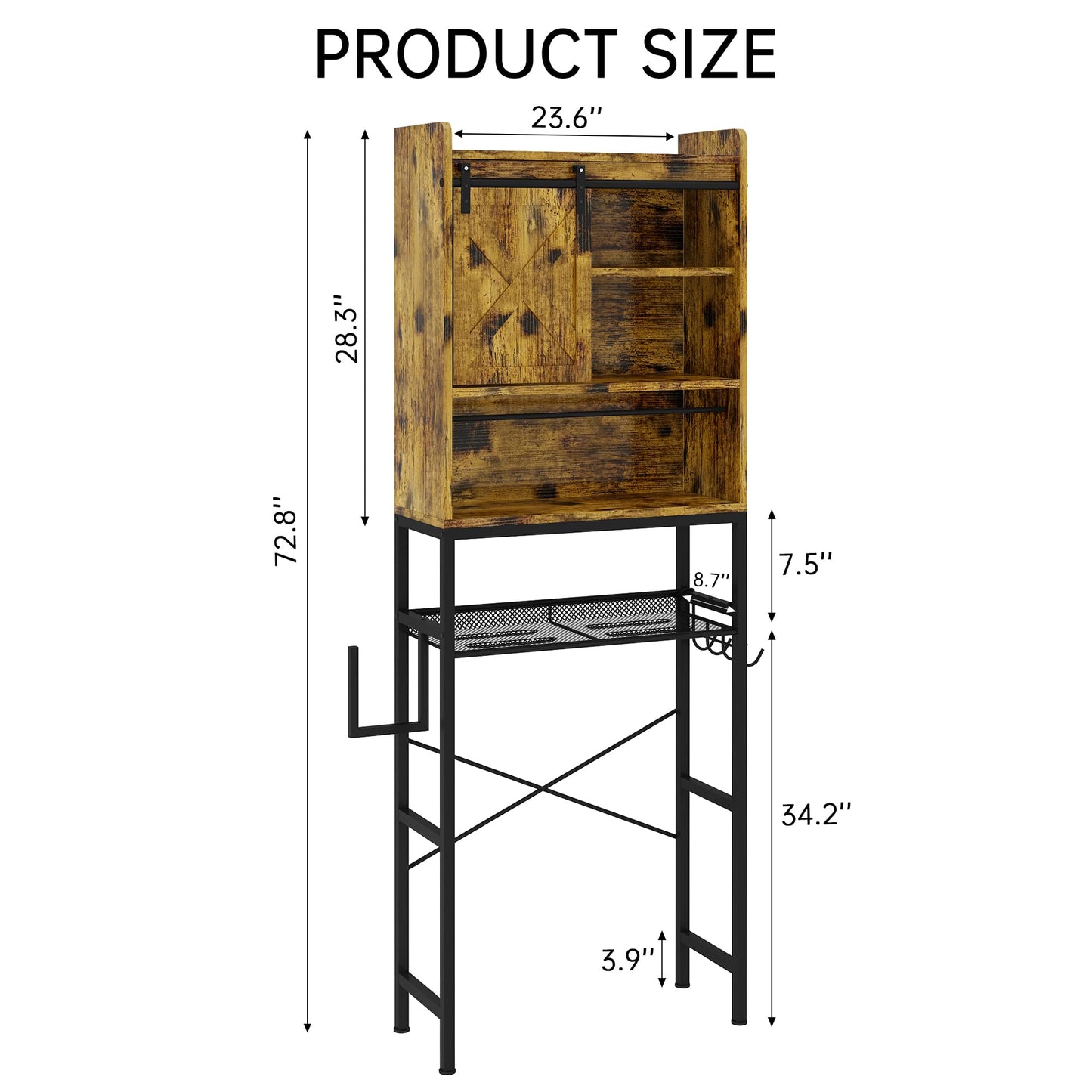 AWQM Industrial Wooden Above Toilet Storage Cabinet