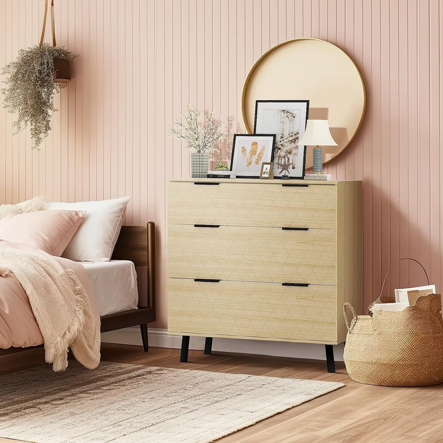 AWQM 3 Drawer Modern Dresser Large Capacity Drawers