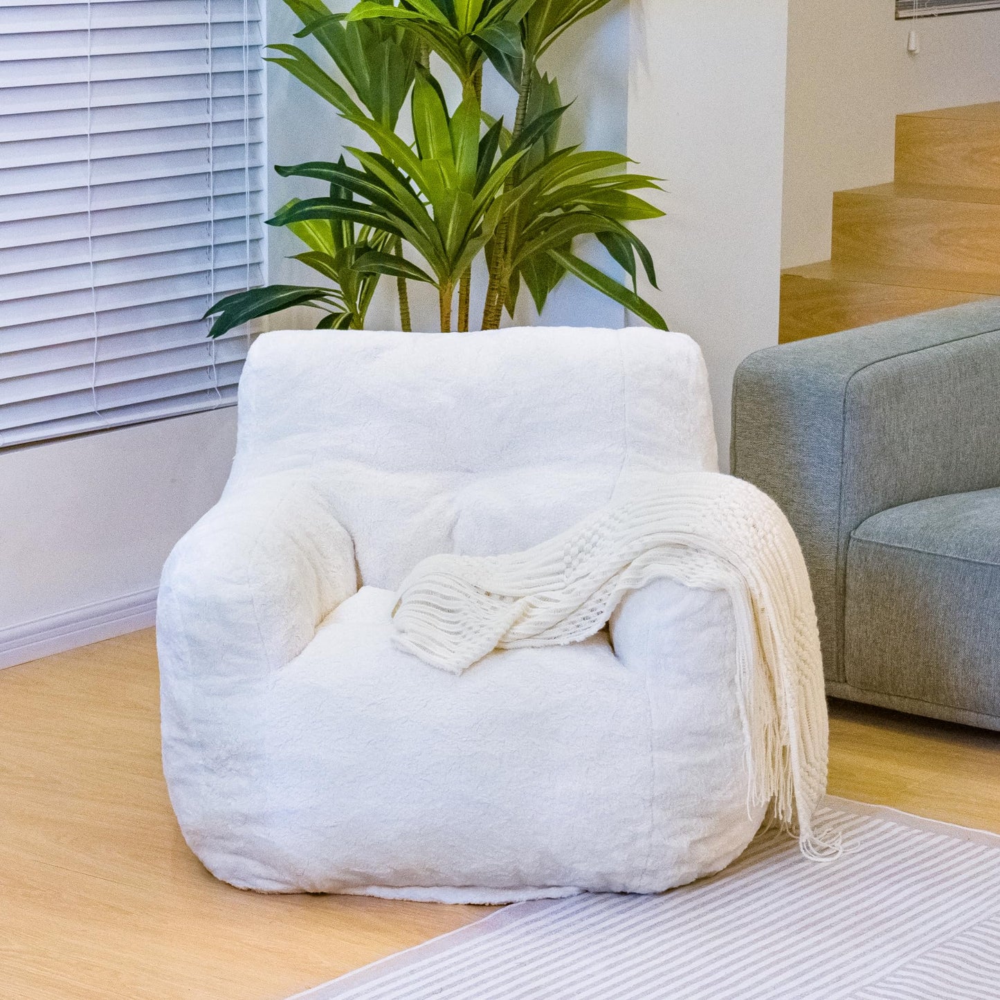AWQM Bean Bag Chair, Tufted Soft Padded Bean Bag Chair, Lazy Susans