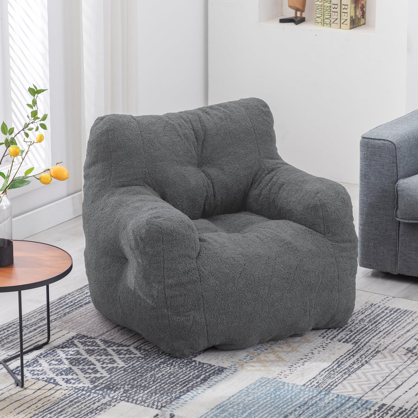 AWQM Bean Bag Chair, Tufted Soft Padded Bean Bag Chair, Lazy Susans