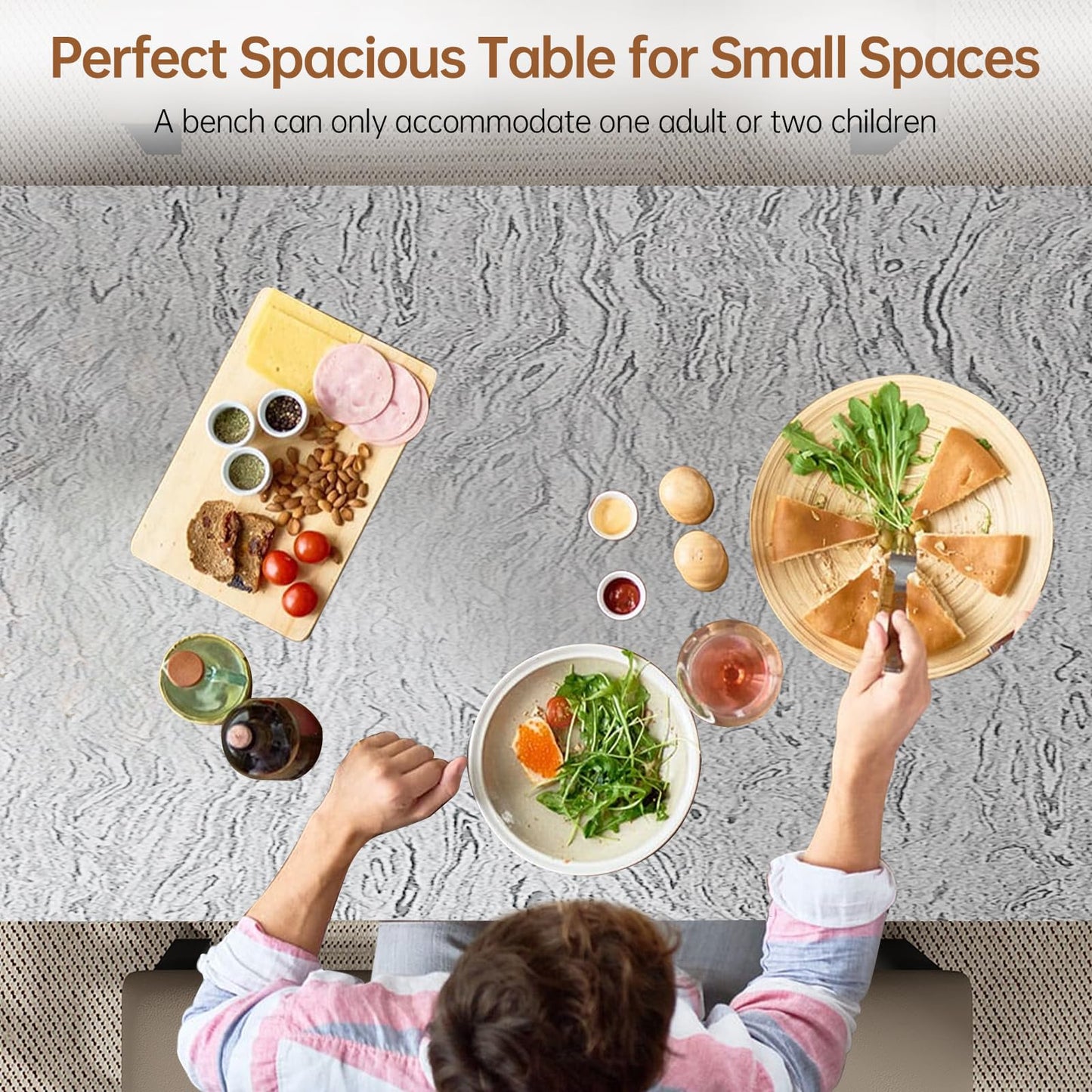 AWQM Marble Dining Table Set for 2-4 with Wine Rack, Storage Shelves